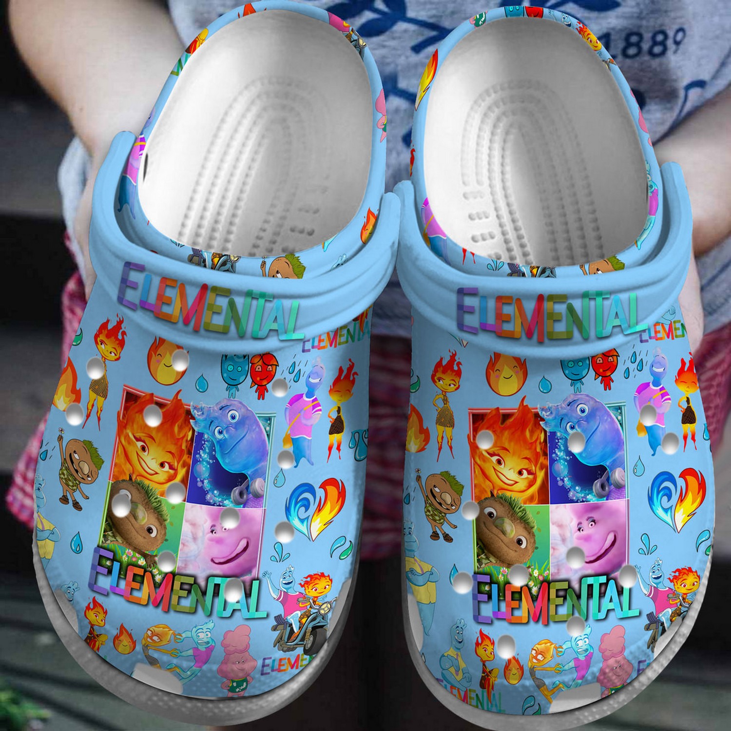elemental cartoon blue clogs for kids and adults gel1b