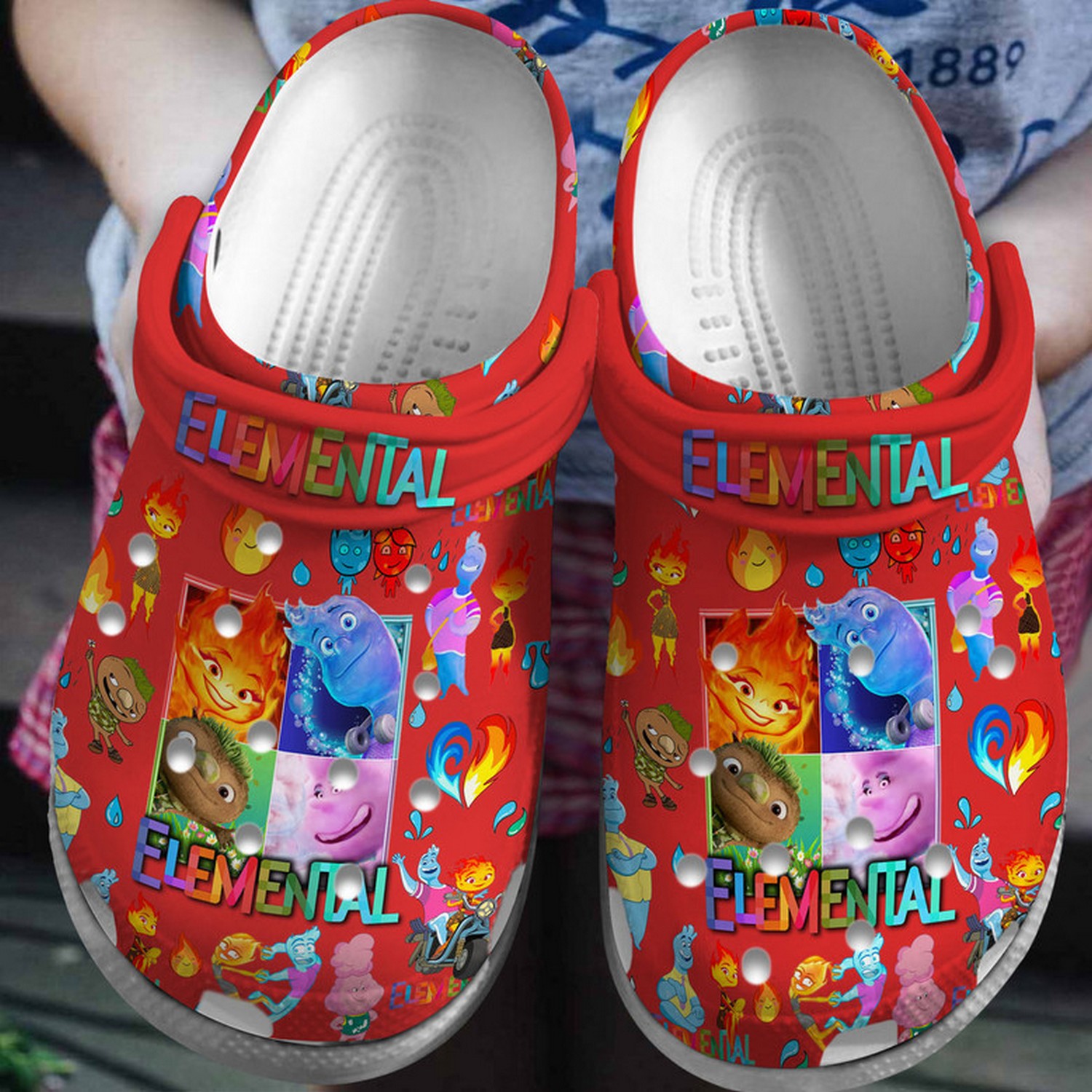 elemental cartoon red background clogs fast shipping available clogs for kids and adults tsmbq