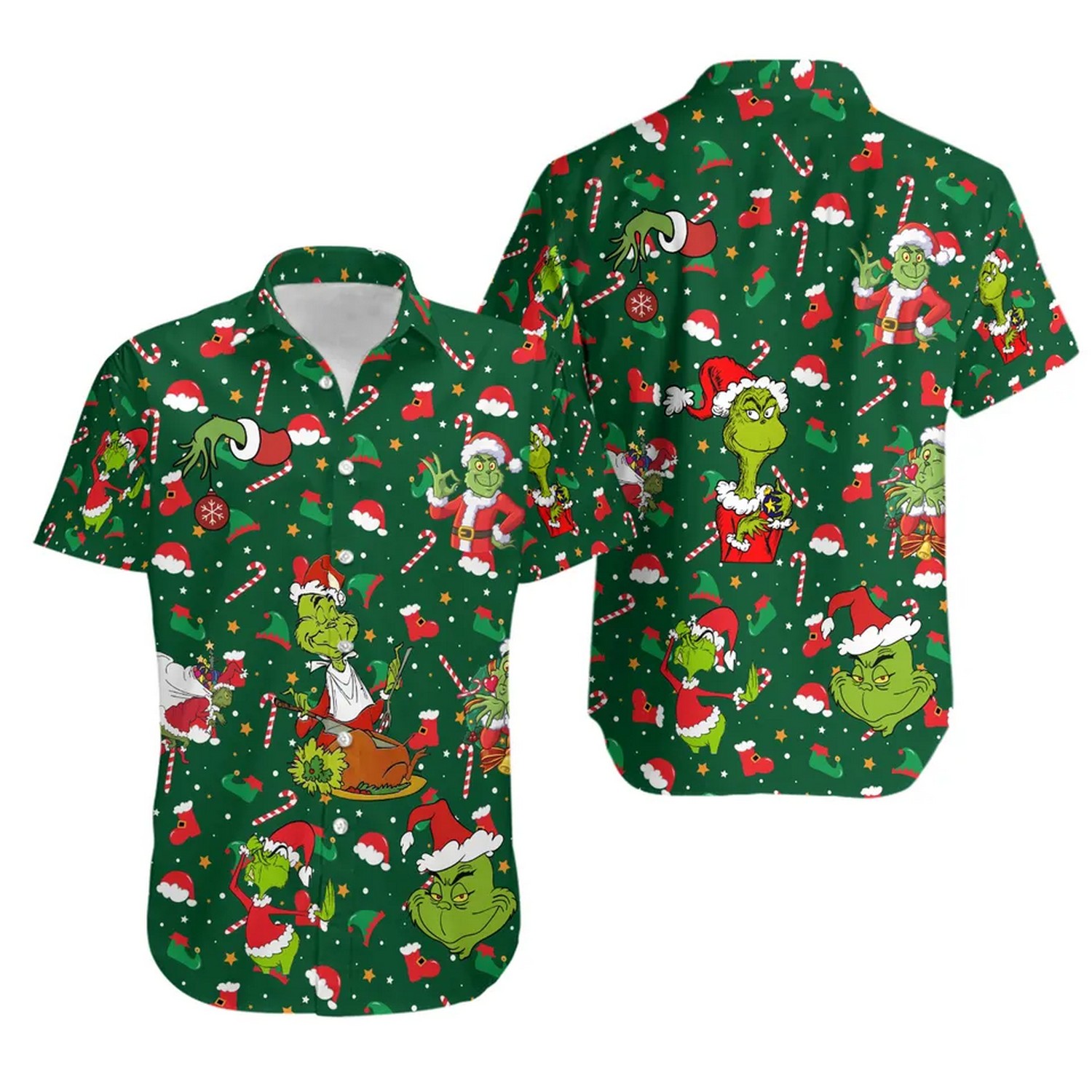 elf christmas funny character dark green hawaiian shirt bfous