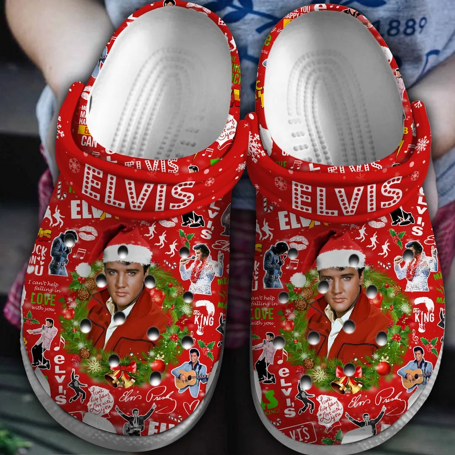 elvis christmas red clogs for kids and adults fast shipping ahgx3