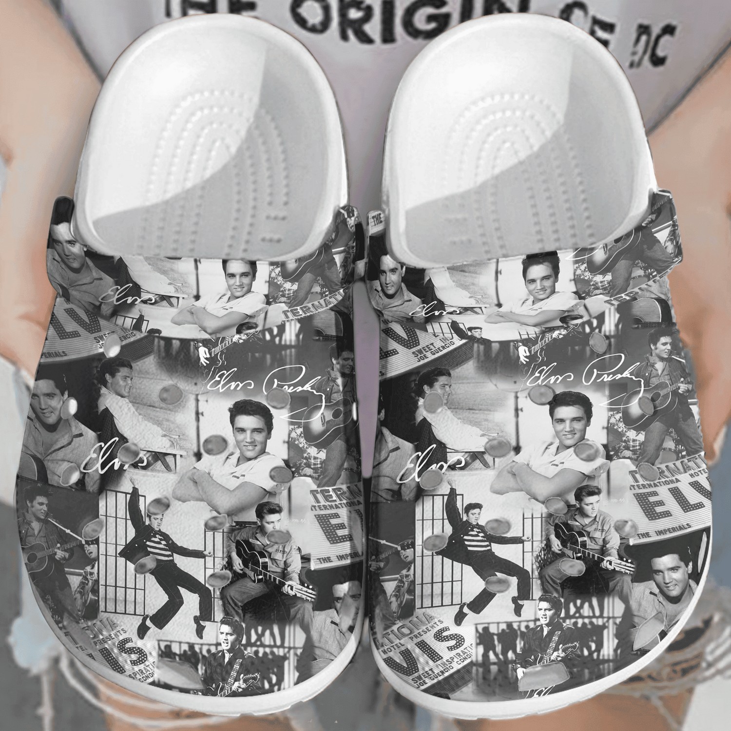 elvis presley black and white clogs for kids 26 adults pzwzd
