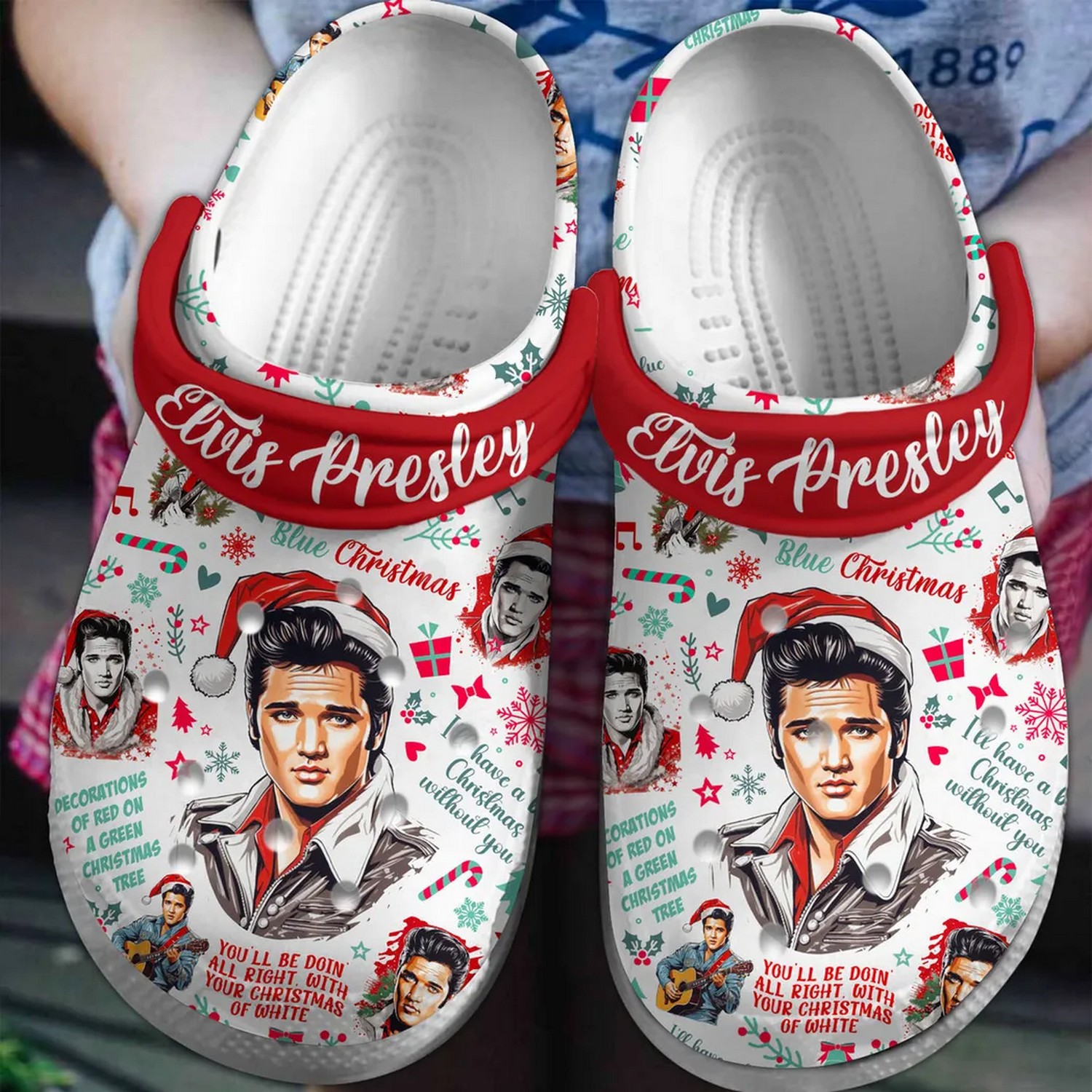 elvis presly merry christmas day clogs for kids and adults fast shipping qakcp