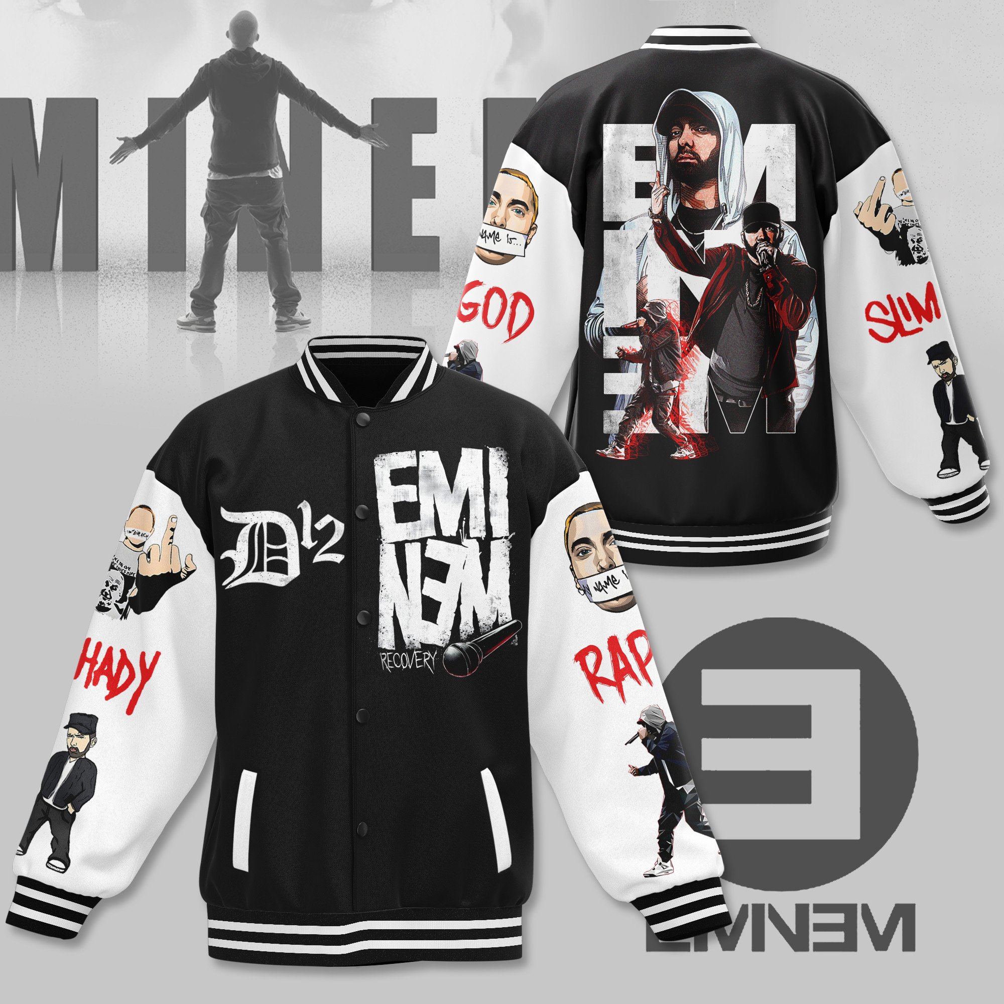 eminem rap god d12 cool baseball jacket x5js9