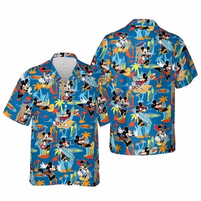energetic mickey mouse vibrant summer hawaiian shirt in3tt