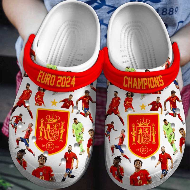 euro 2024 the champion spain football team unisex clogs qtlzi