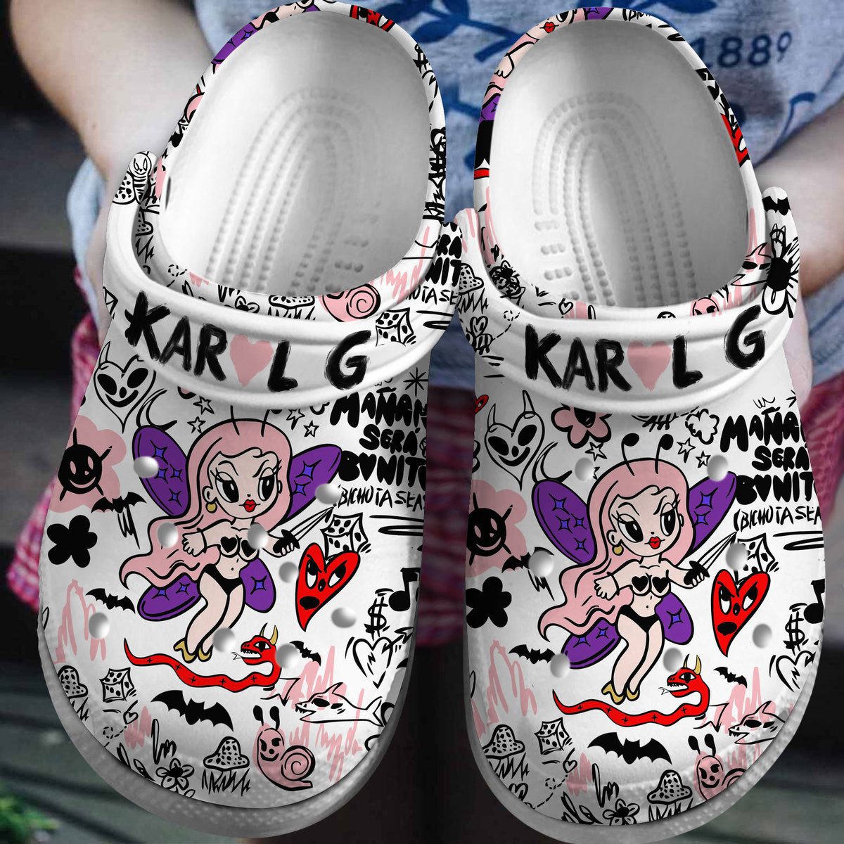 eye catching and stylish crocs karol g white clogs perfect gift for fans jbhry