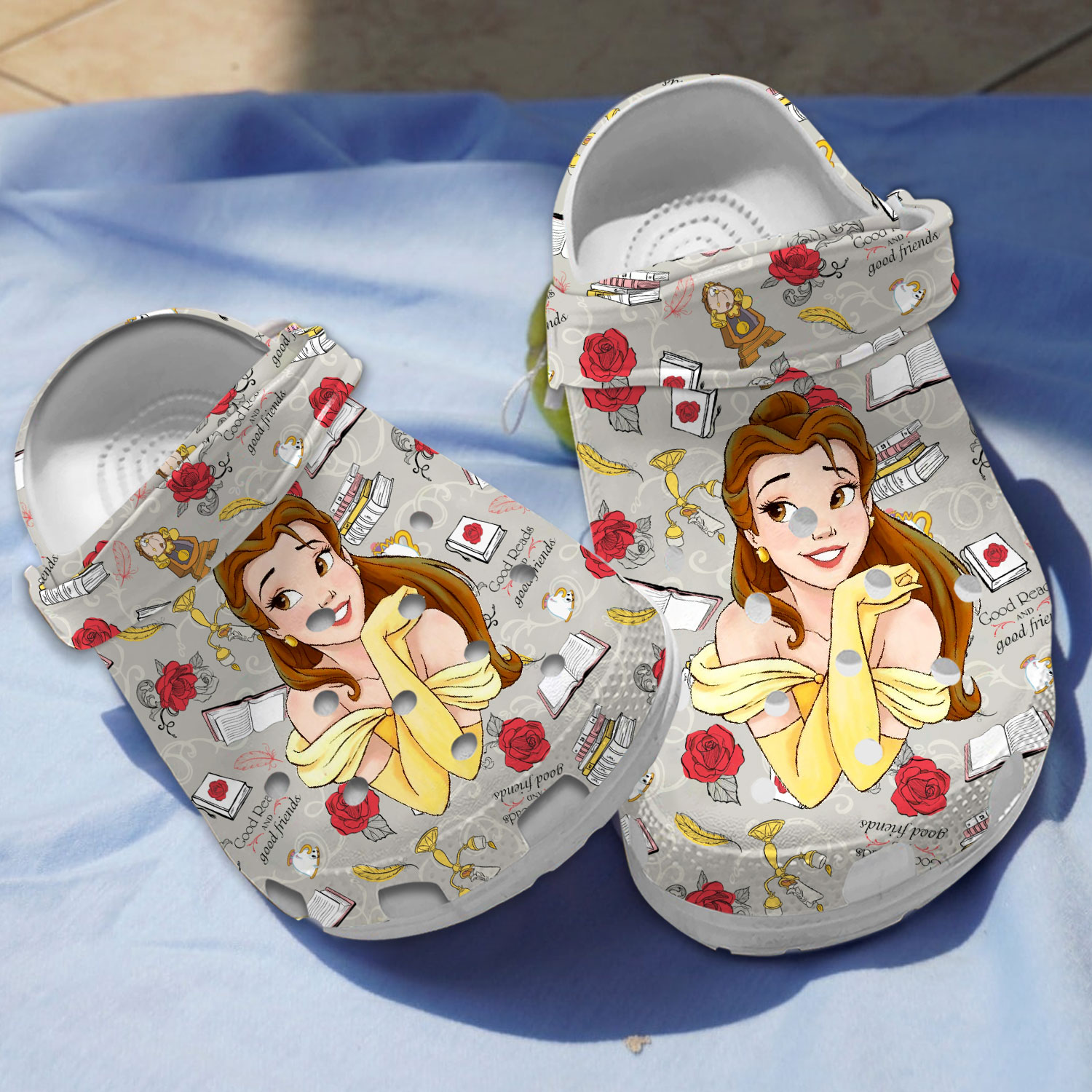 eye catching belle of beauty and the beast cartoon clogs for kids and adults w06pq