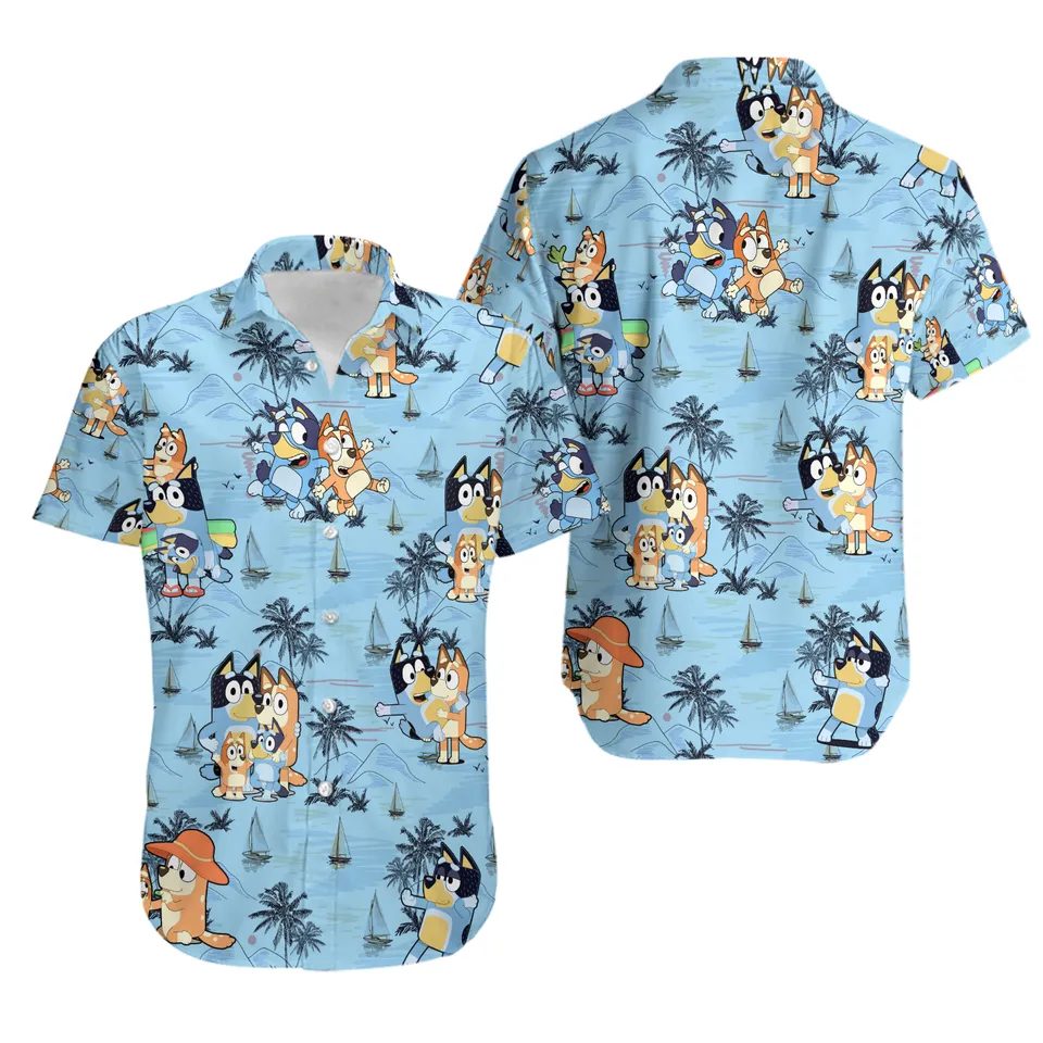 eye catching design the bluey family blue hawaii shirt yikva