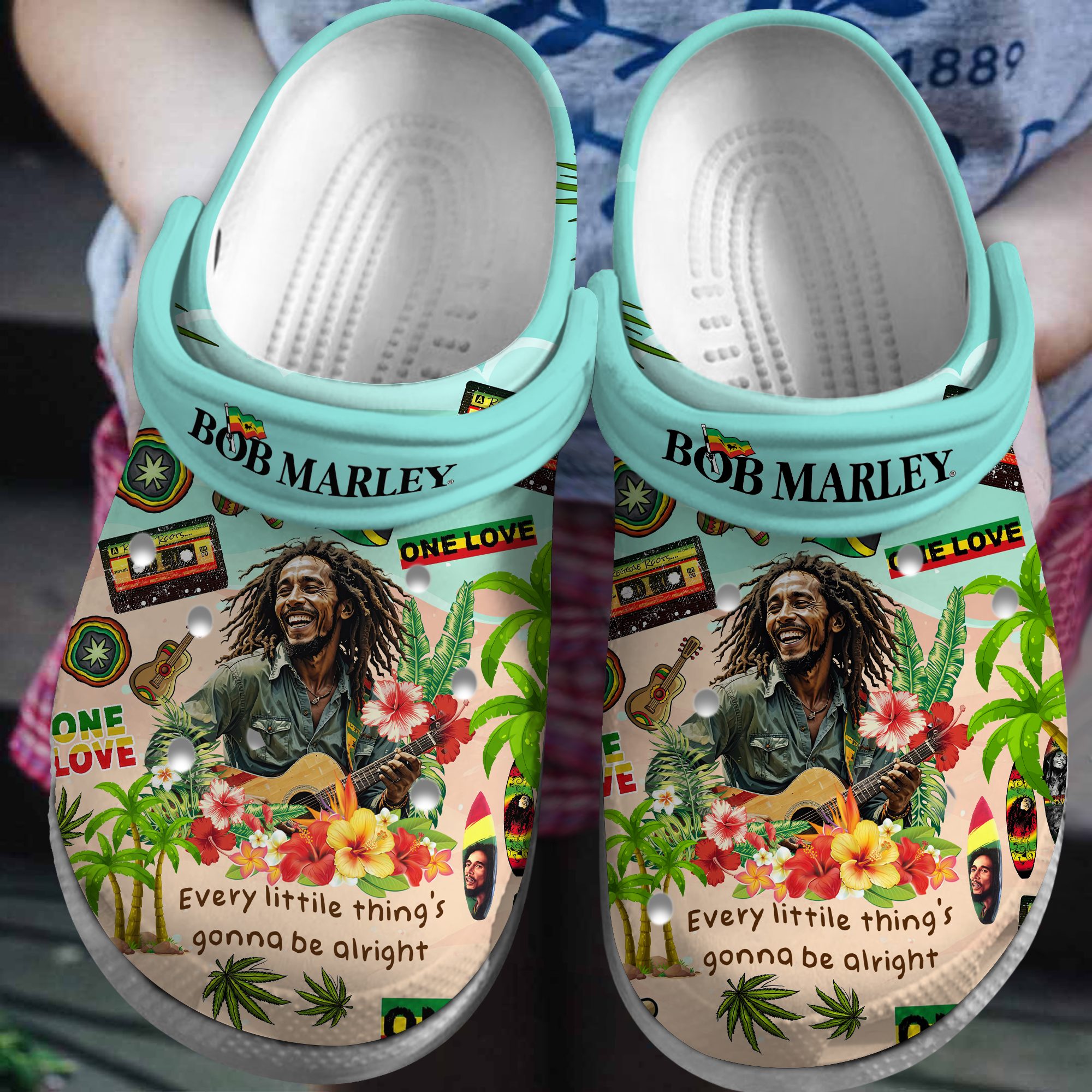 eye catching tropical slippers bob marley music artist clogs for kids and adults hstw8