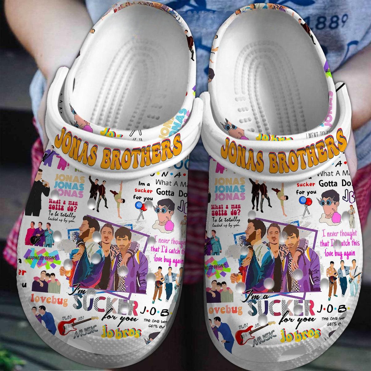 eye catching white shoes jonas brothers music clogs for fans 6c73l