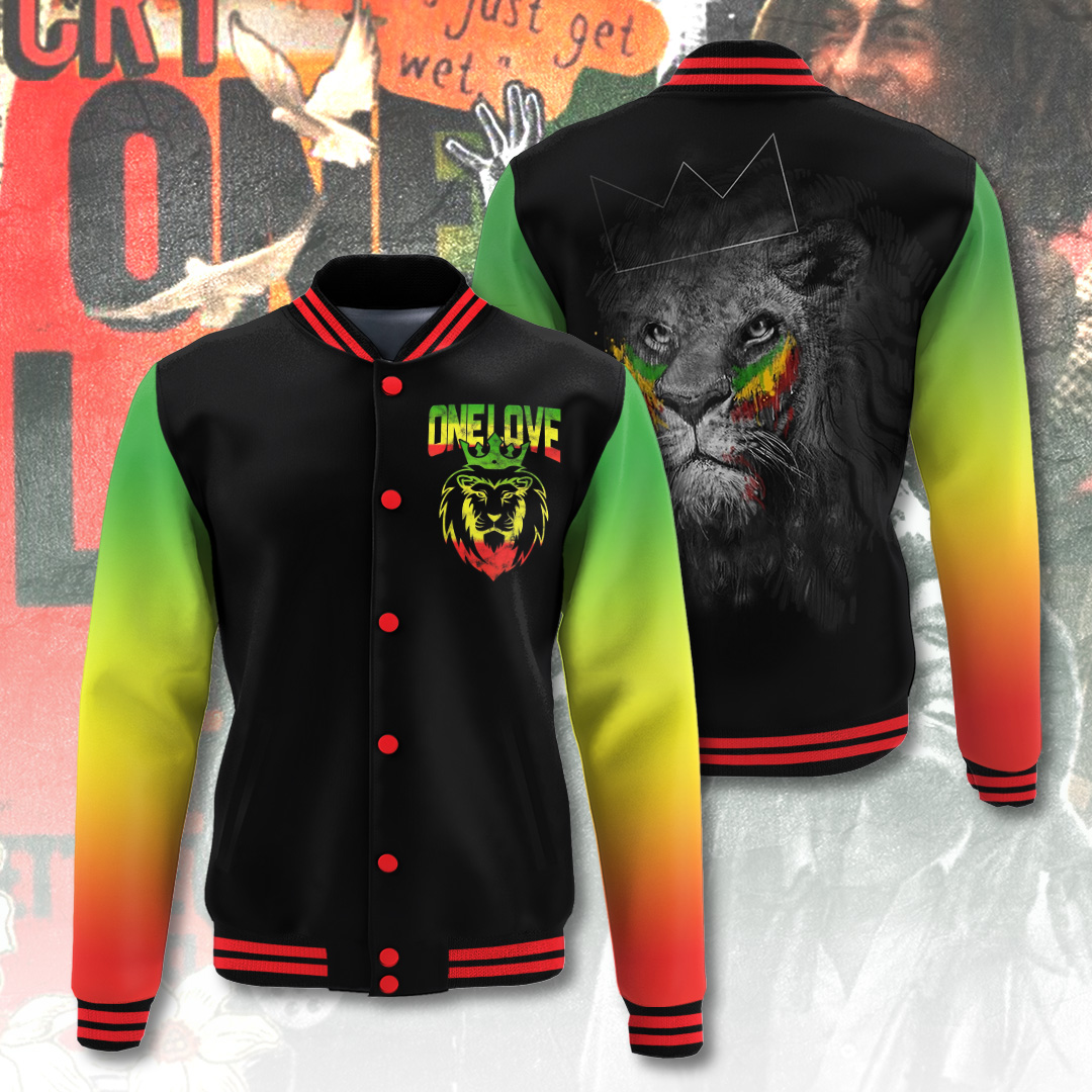 faithful lion one love bob marley weed baseball jacket agtpf