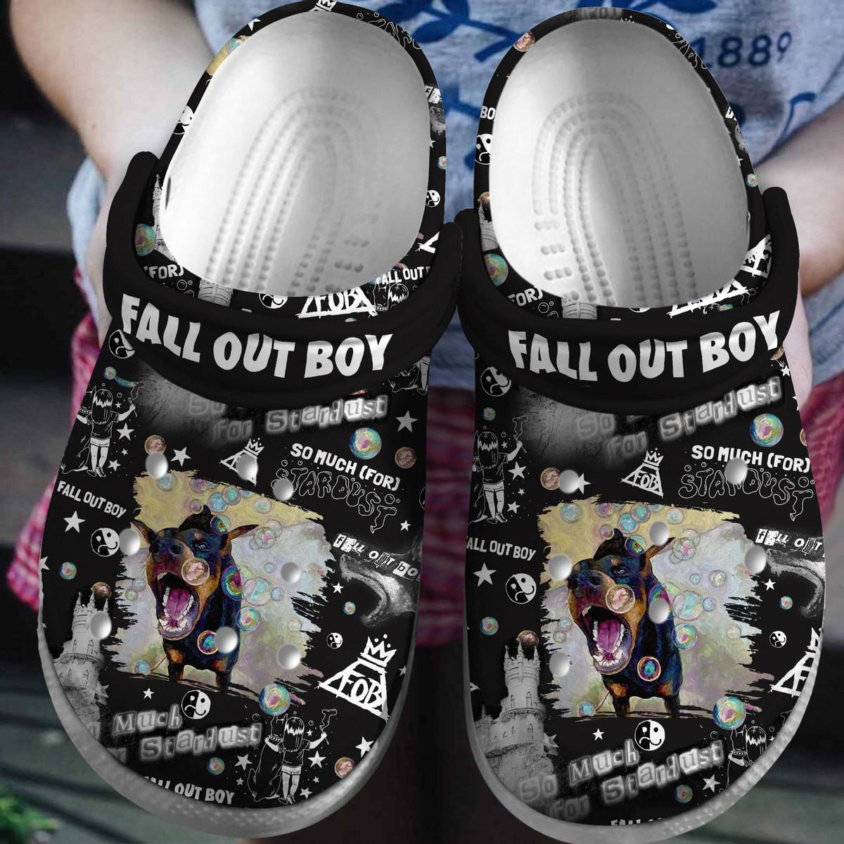 fall out boy music black clogs for kids and adults 91dsh