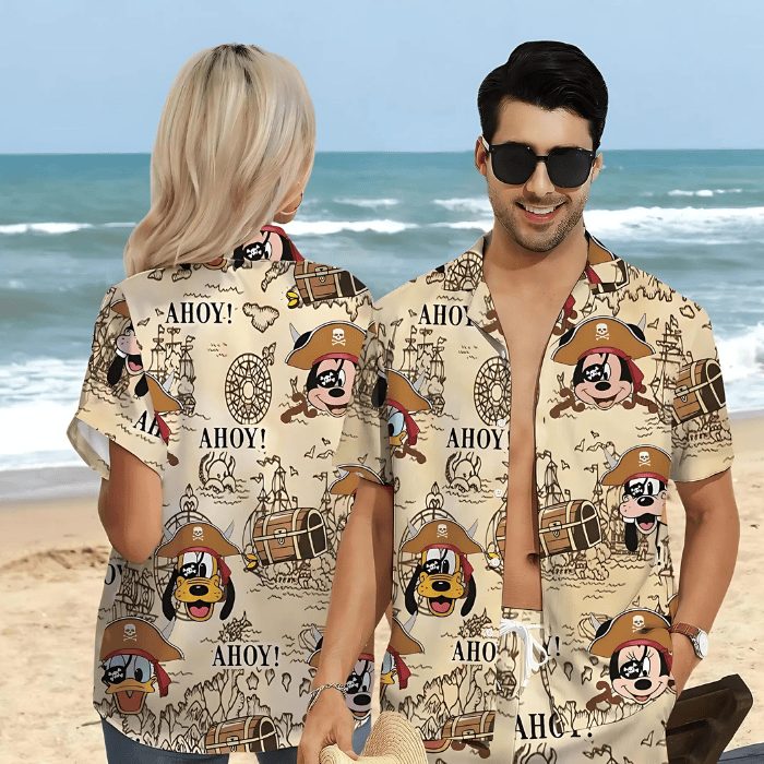 fashionable ahoy mickey pirate journey hawaiian shirt kfmuz