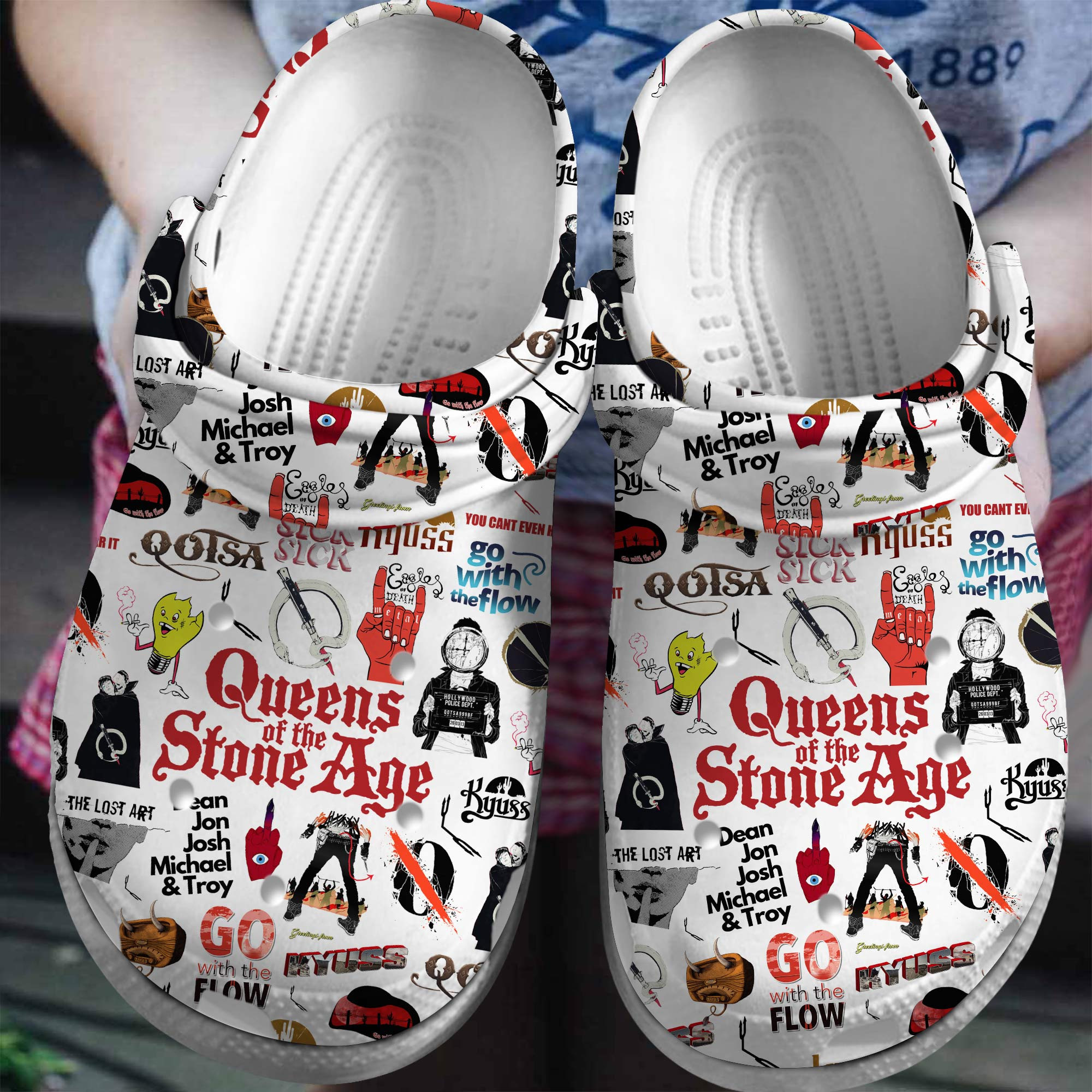fashionable design queens of the stone age white clogs fast shipping worldwide hnku3