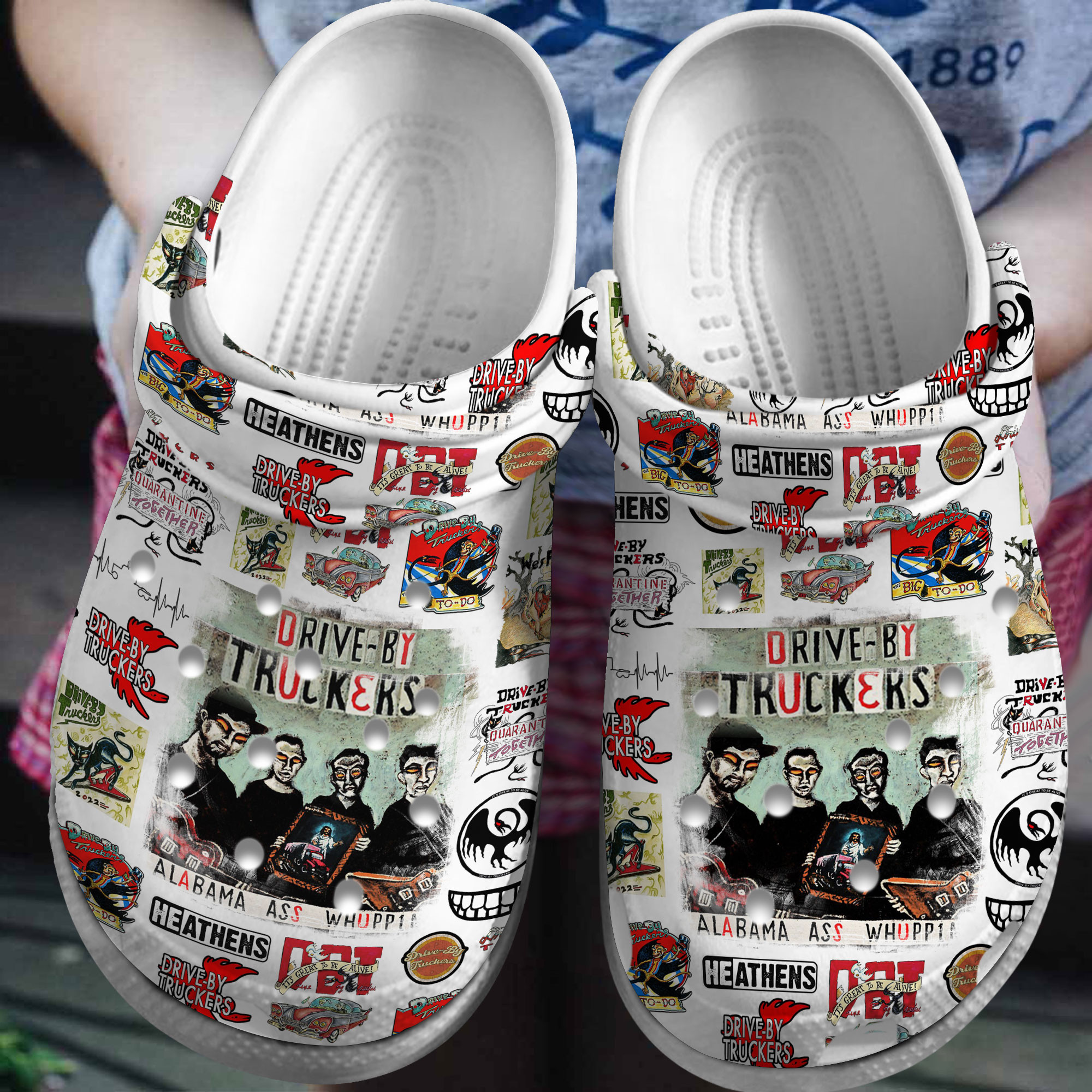 fashionable drive by truckers music white clogs for kids and adults osubk