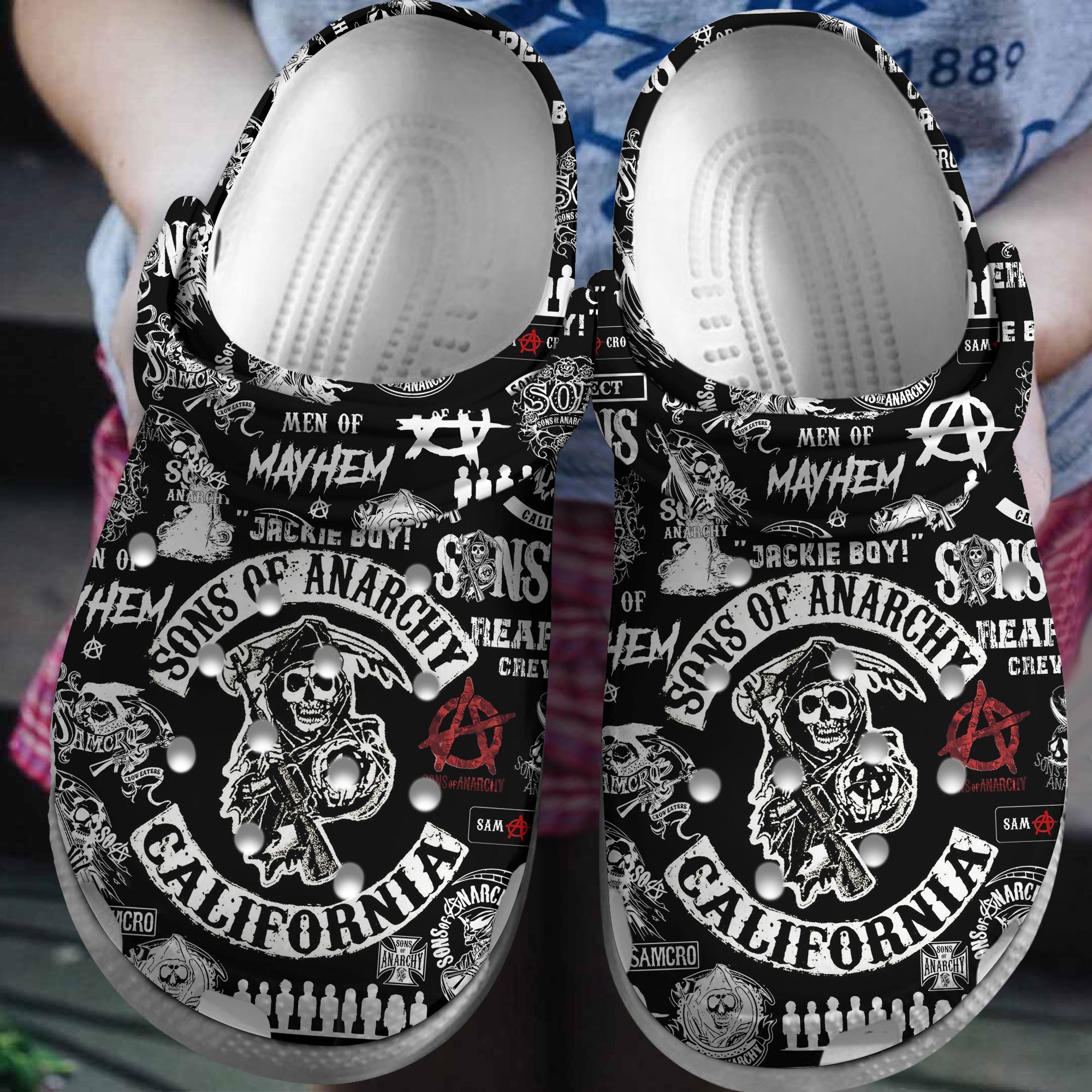 fashionable sons of anarchy black clogs for kids and adults mmzm5