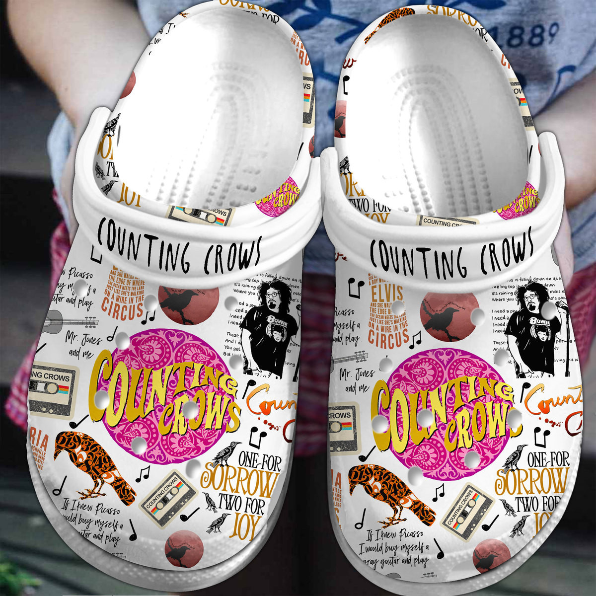 fashionable white shoes counting crows music clogs fast shipping worldwide twgrp