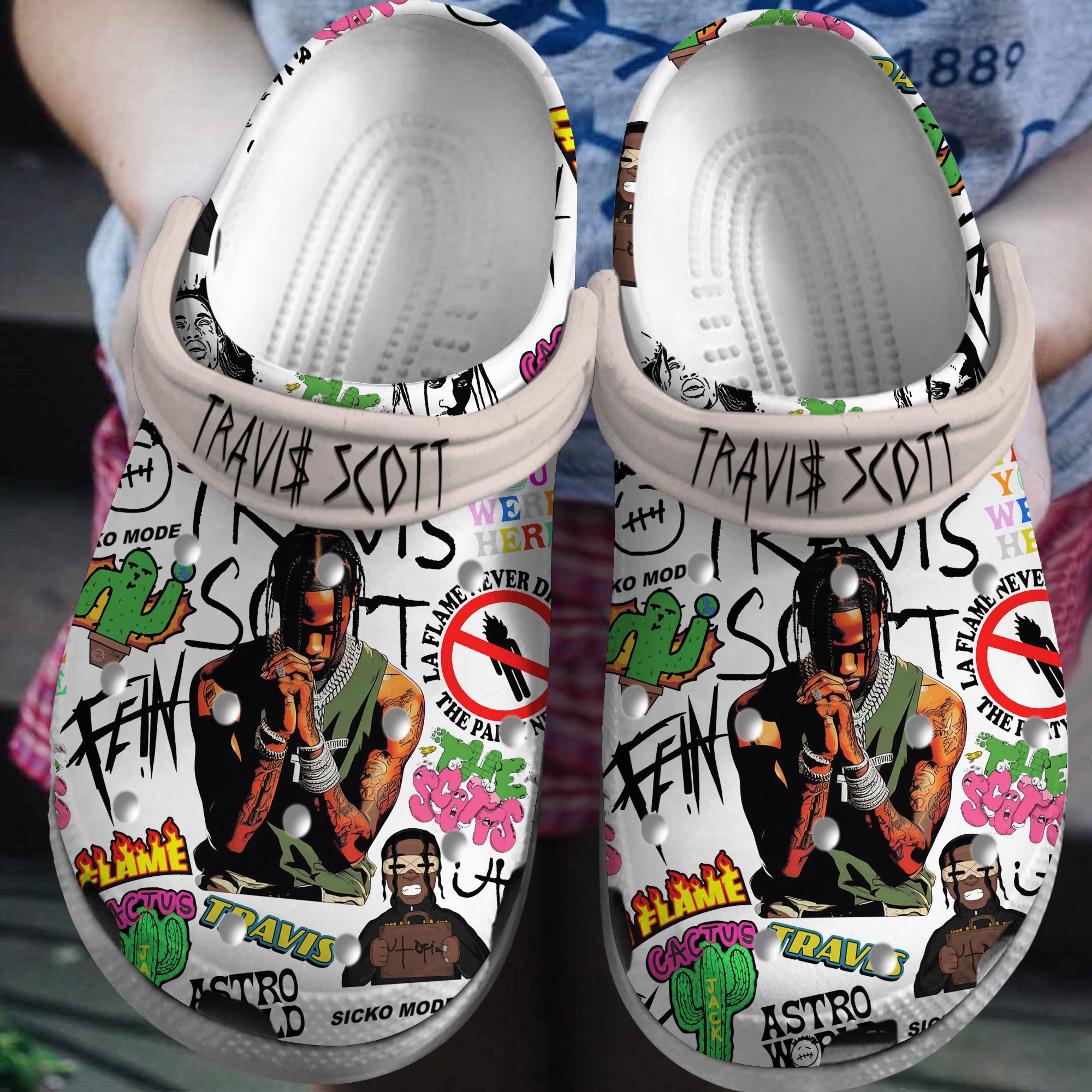 fashionable white slippers travis scott music clogs for kids and adults x0men