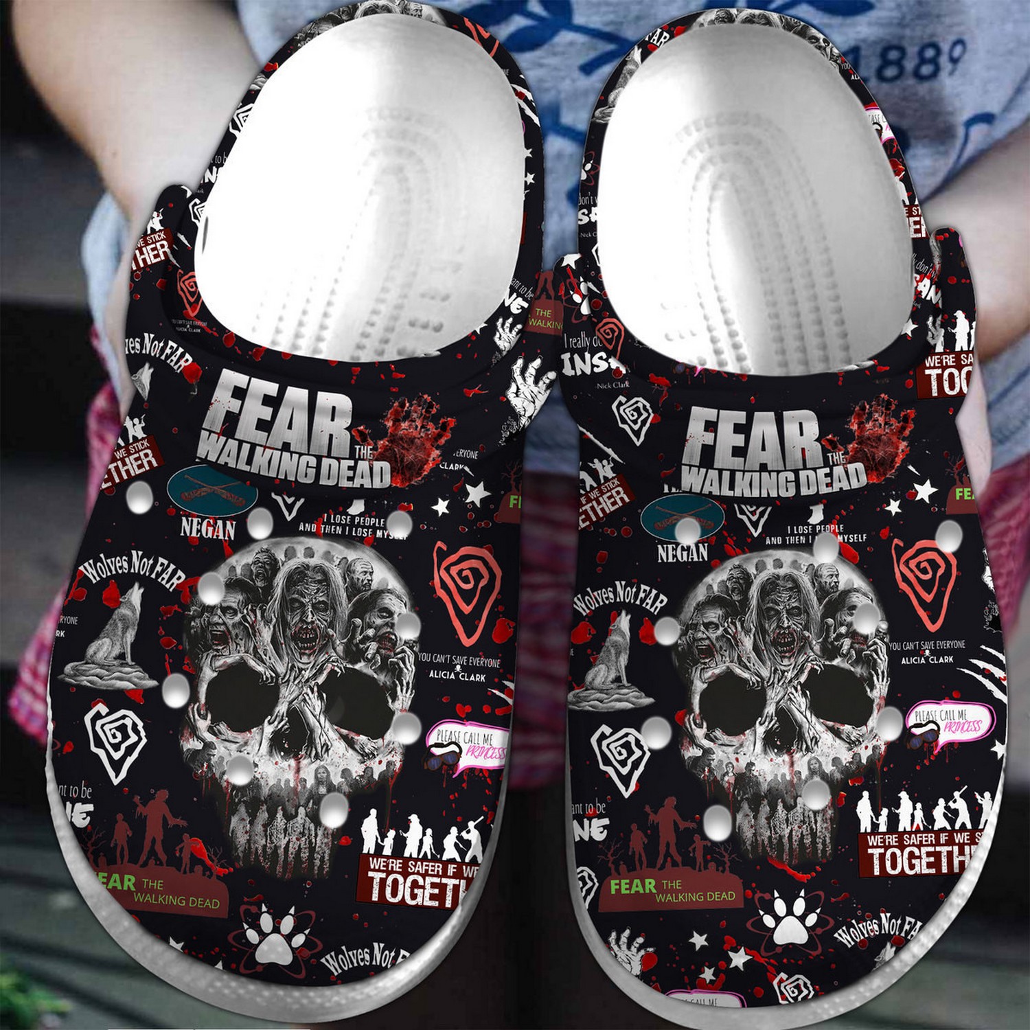 fear the walking dead tv series black clogs for kids and adults yljfl