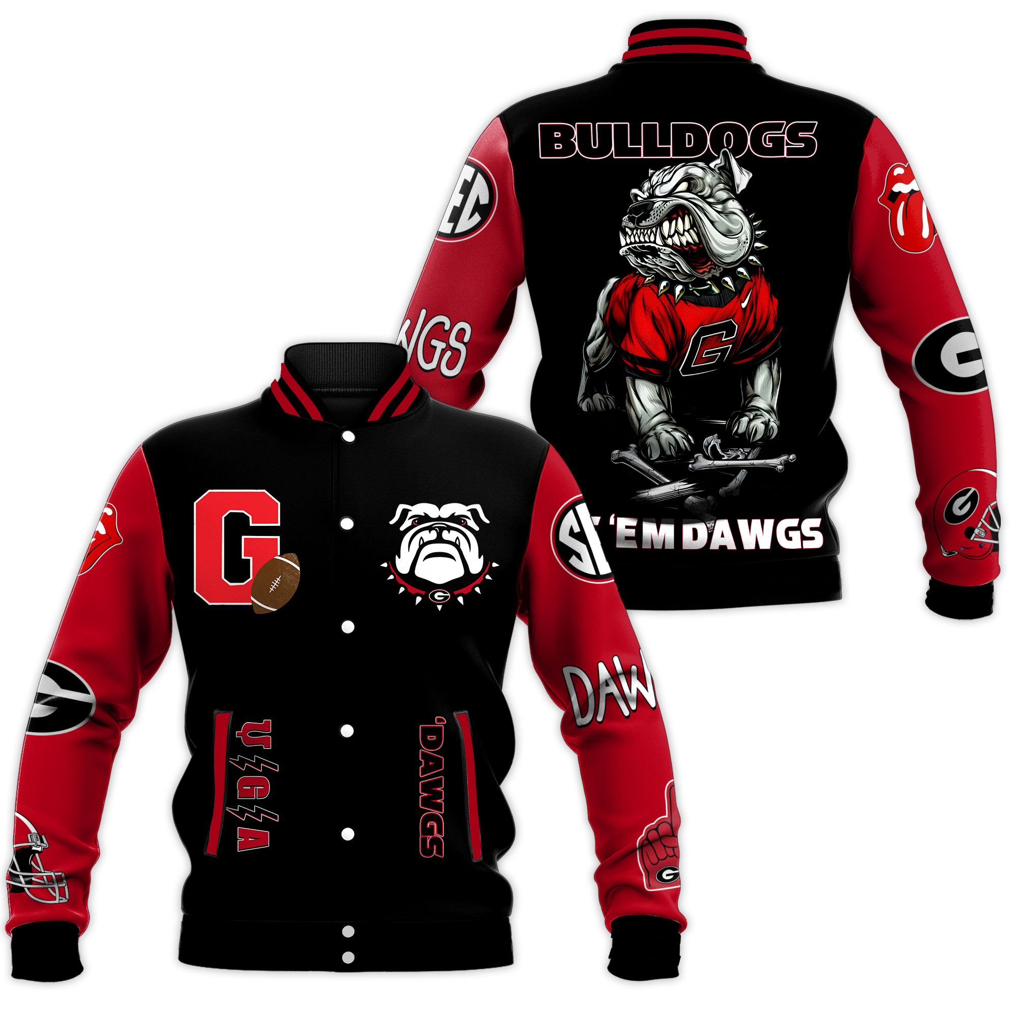 fierceful georgia bulldogs fashionable baseball jacket upmhd