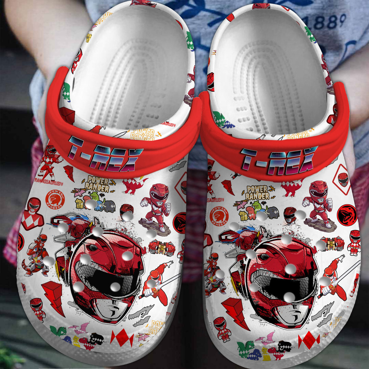 fierceful t rex red power rangers movie clogs for kids and adults vreat