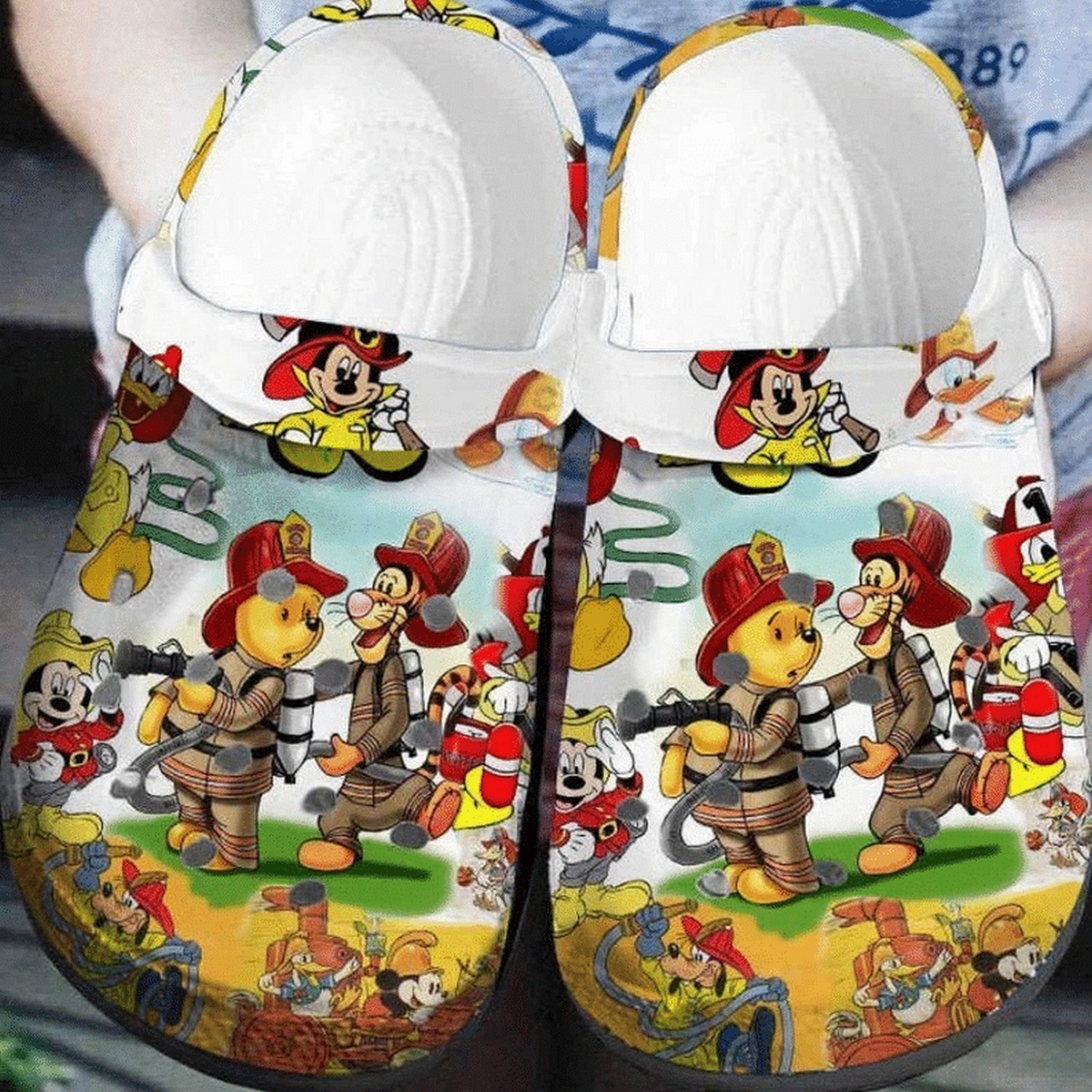 firefighter pooh and tigger clogs for kids and adutls 5sote