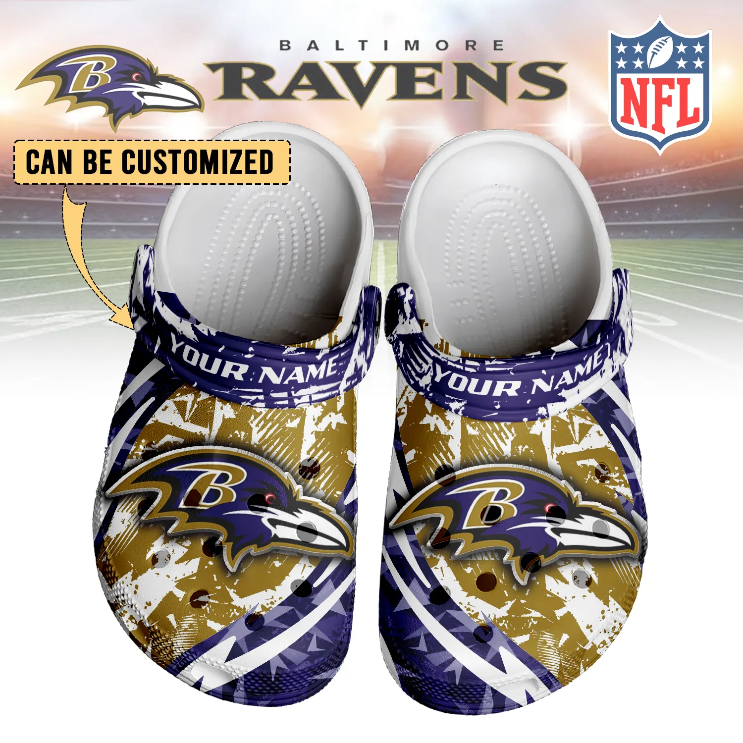 footwearmerch baltimore ravens nfl crocs crocband clogs shoes comfortable for men women and kids gm96v