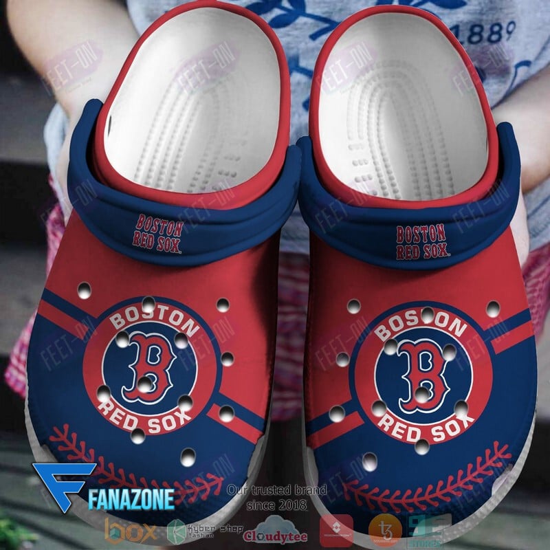 footwearmerch boston red sox mlb logo blue red mlb sport crocs clogs crocband shoes comfortable for men women and kids cmkaj