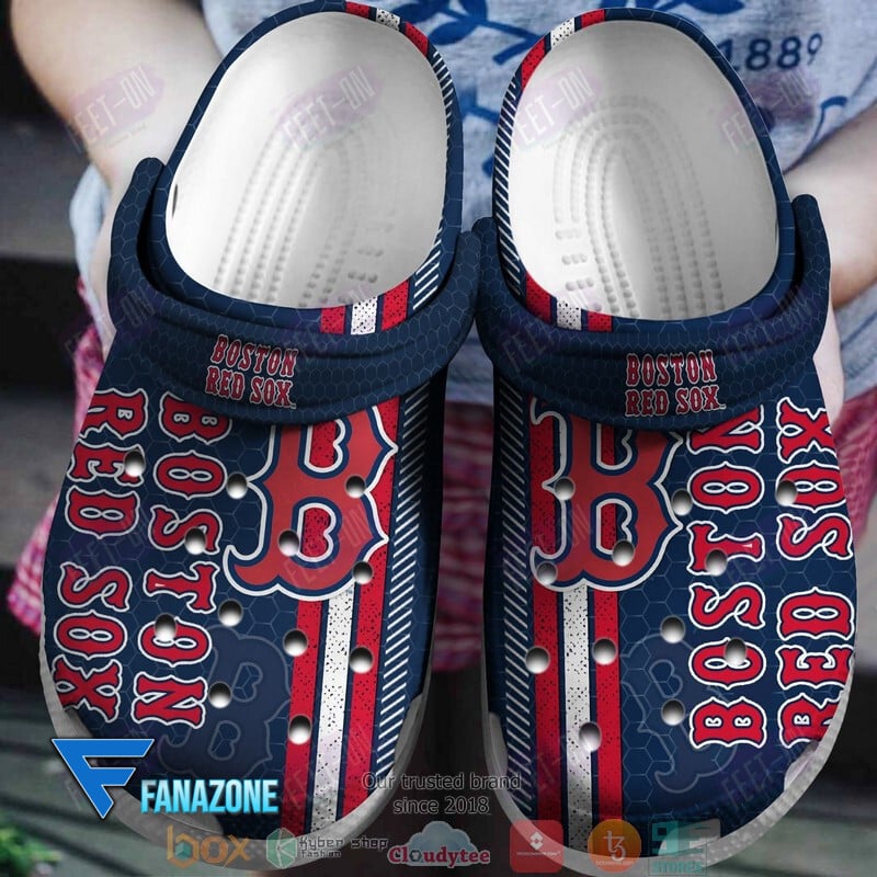 footwearmerch boston red sox mlb logo blue red mlb sport crocs clogs crocband shoes comfortable for men women and kids kdohq