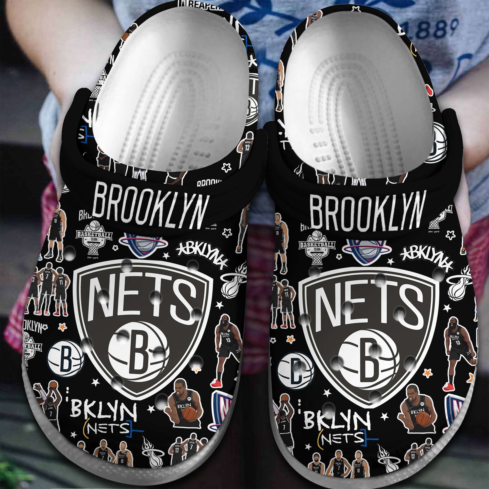footwearmerch brooklyn nets nba basketball sport crocs crocband clogs shoes comfortable for men women and kids jqbqb