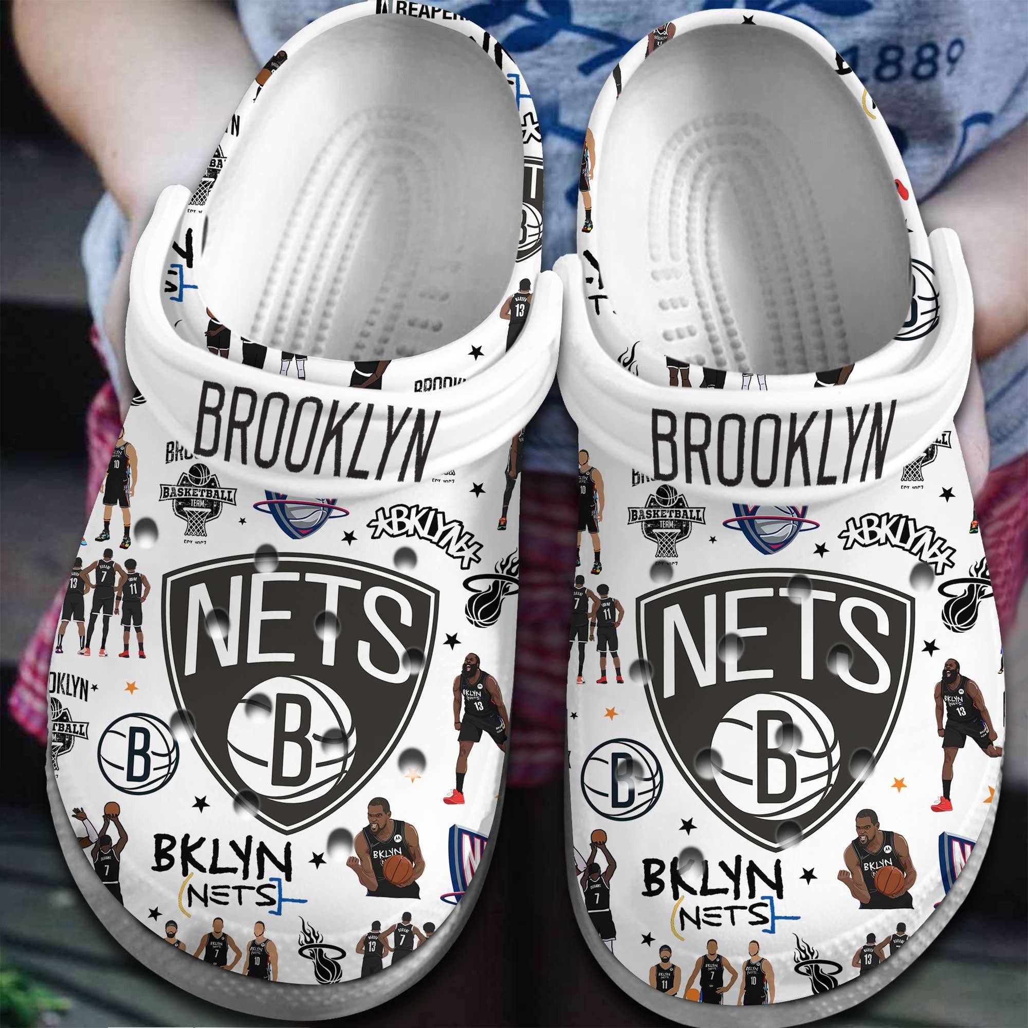 footwearmerch brooklyn nets nba basketball sport crocs crocband clogs shoes comfortable for men women and kids qi18w