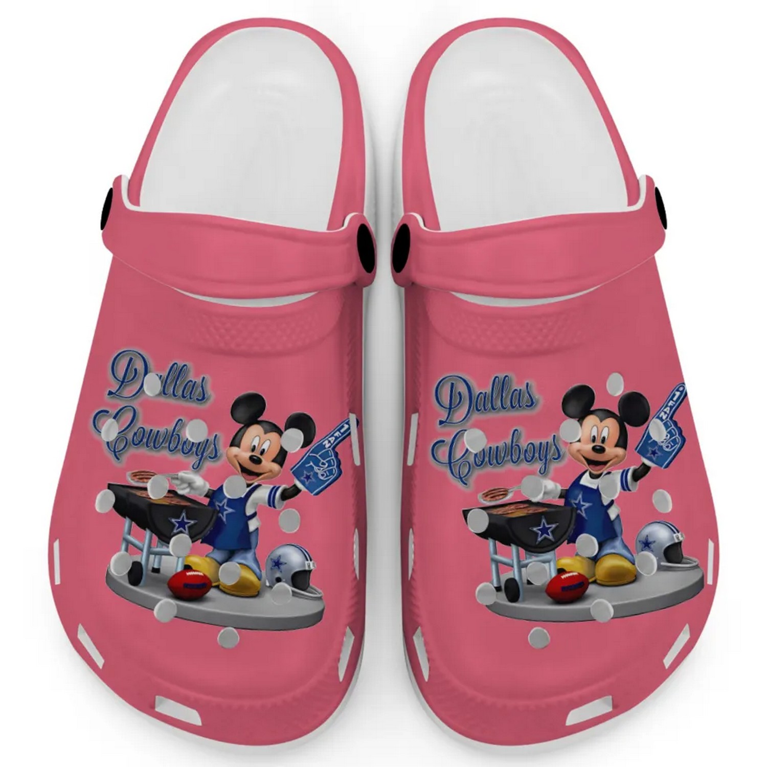 footwearmerch dallas cowboys nfl sport and mickey mouse cartoon crocs crocband clogs shoes comfortable for men women and kids ixhrn