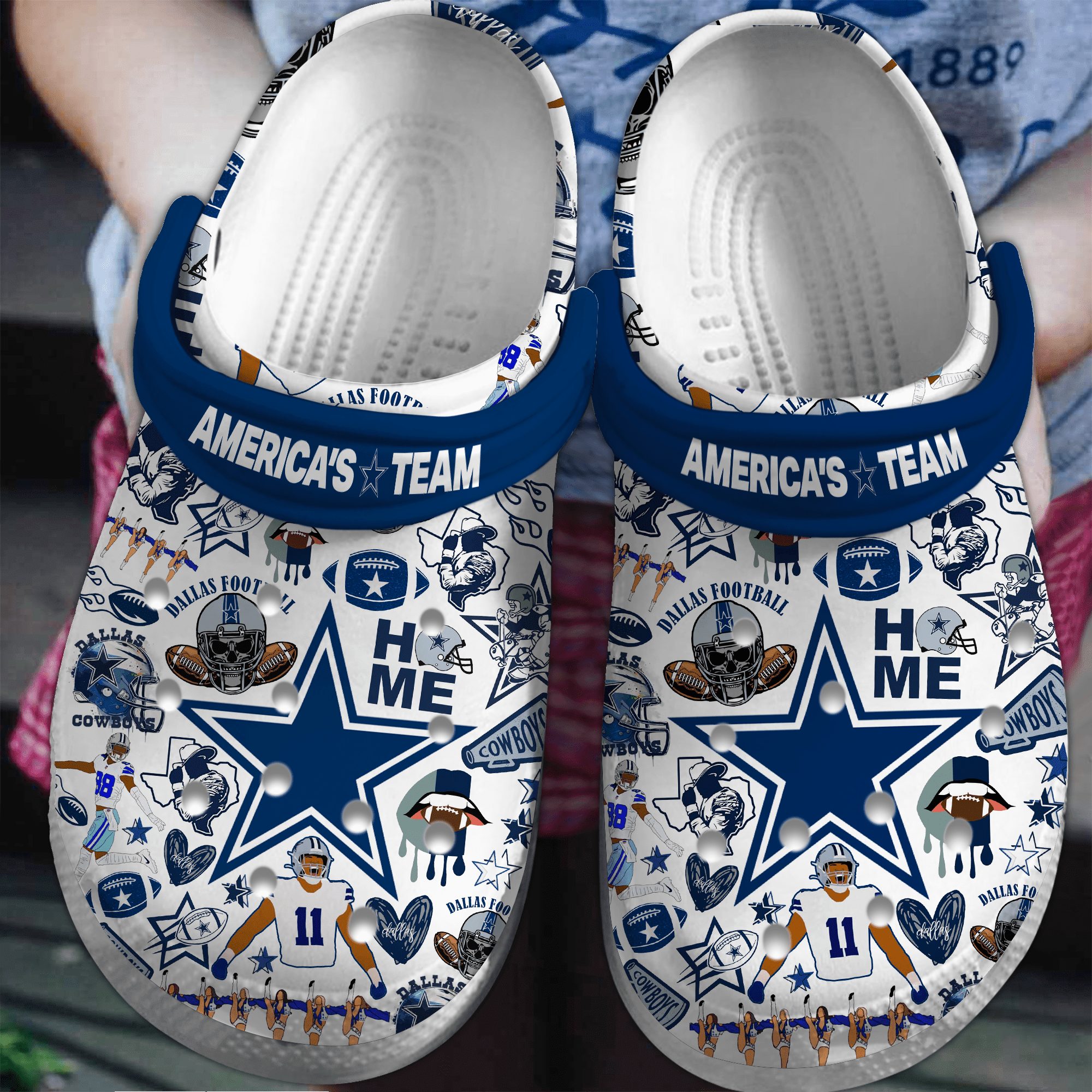 footwearmerch dallas cowboys nfl sport crocs crocband clogs shoes comfortable for men women and kids bwlu3