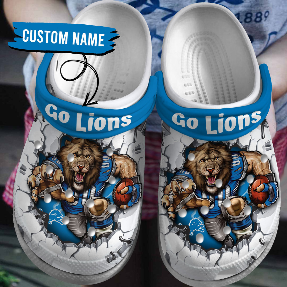 footwearmerch detroit lions nfl sport crocs crocband clogs shoes comfortable for men women and kids pezse