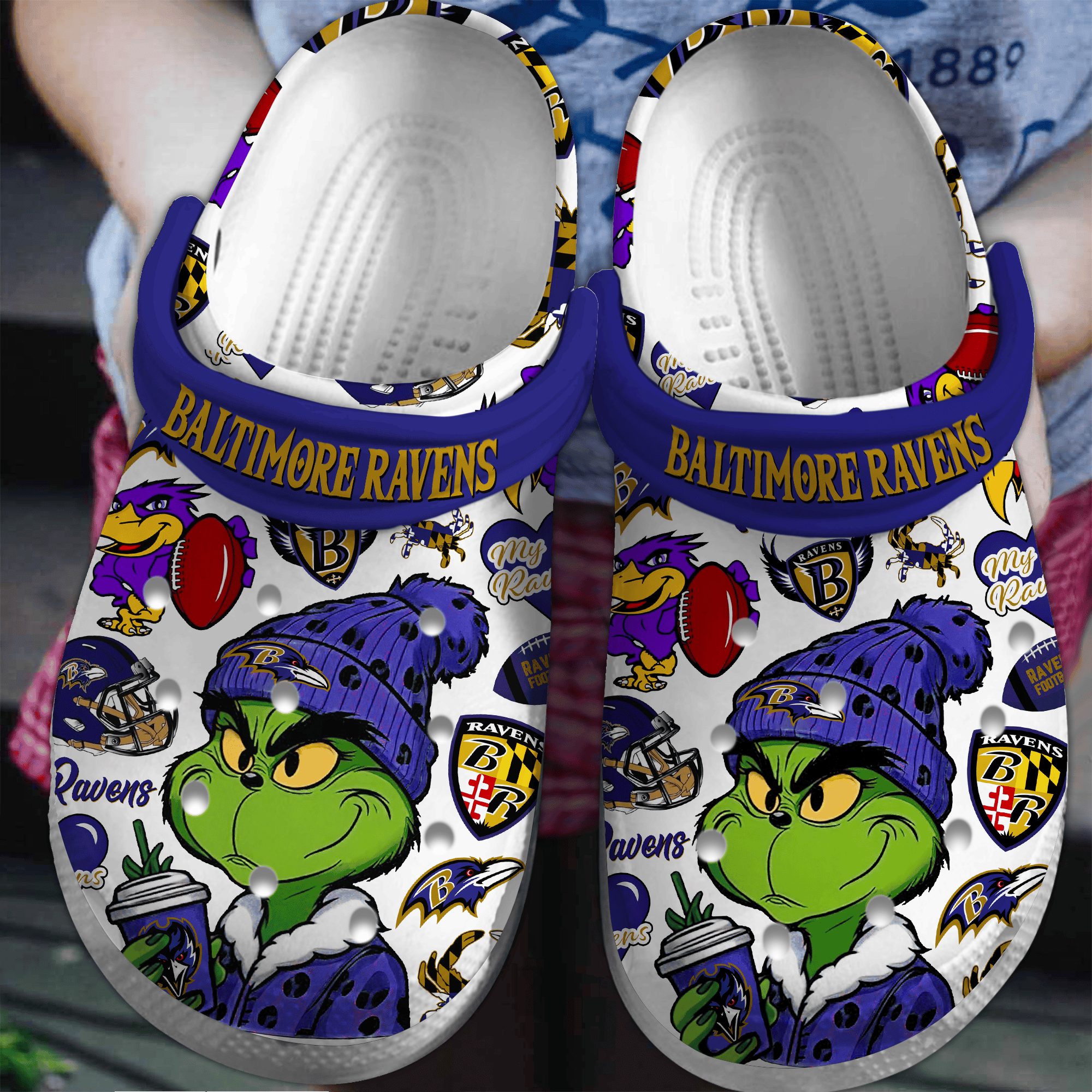 footwearmerch grinch baltimore ravens nfl sport crocs crocband clogs shoes comfortable for men women and kids wppm2