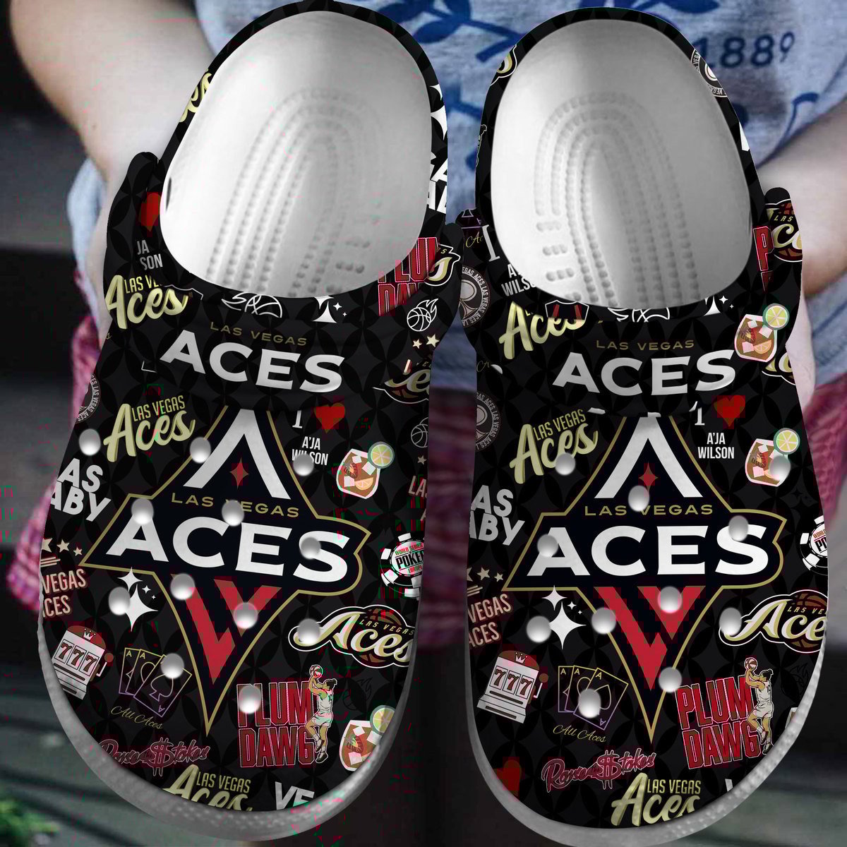 footwearmerch las vegas aces nba sport crocs crocband clogs shoes comfortable for men women and kids hu6tl