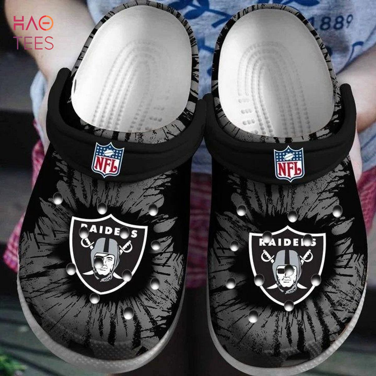 footwearmerch las vegas raiders nfl sport crocs crocband clogs shoes comfortable for men women and kids cdipw