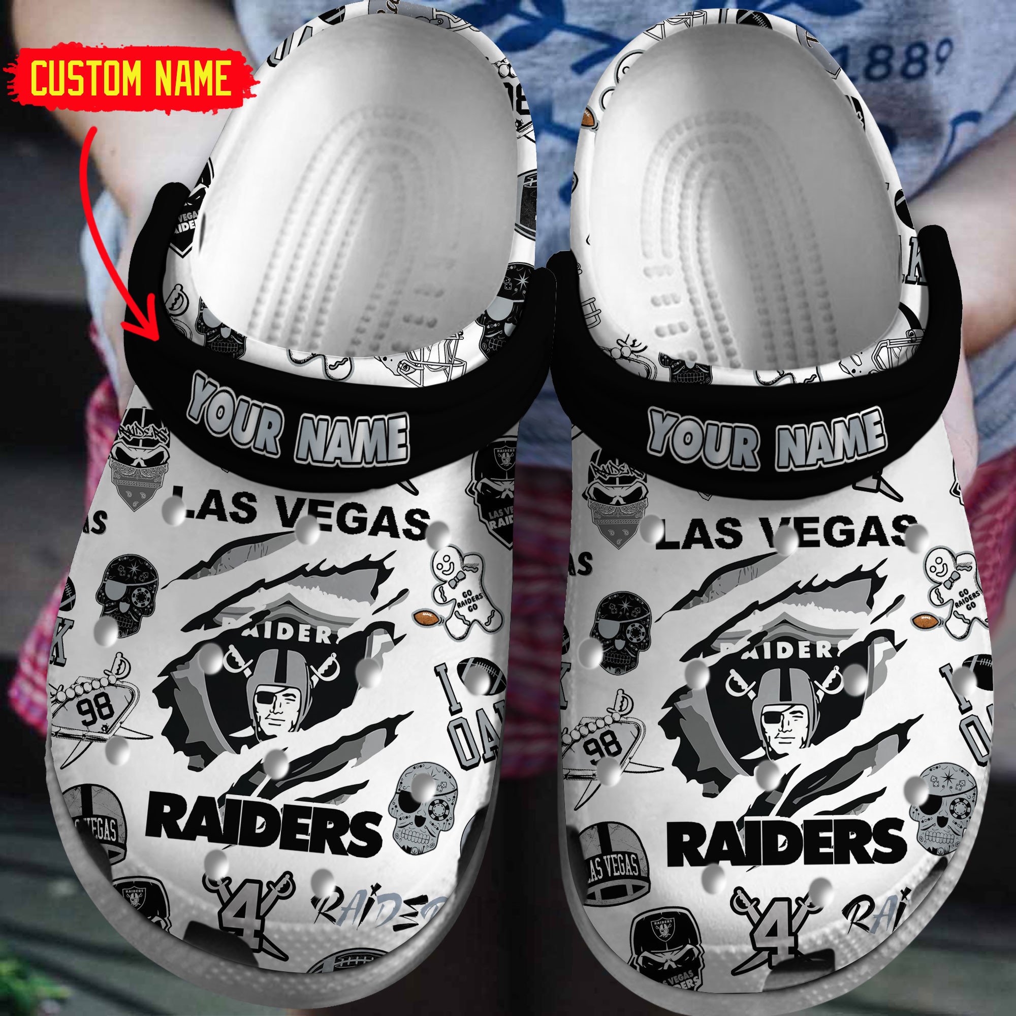 footwearmerch las vegas raiders nfl sport crocs crocband clogs shoes comfortable for men women and kids rd5gu