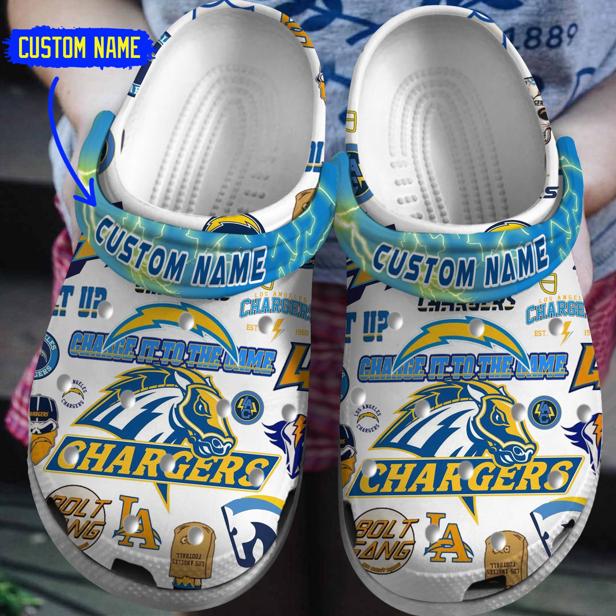 footwearmerch los angeles chargers nfl sport crocs crocband clogs shoes comfortable for men women and kids ljwgr