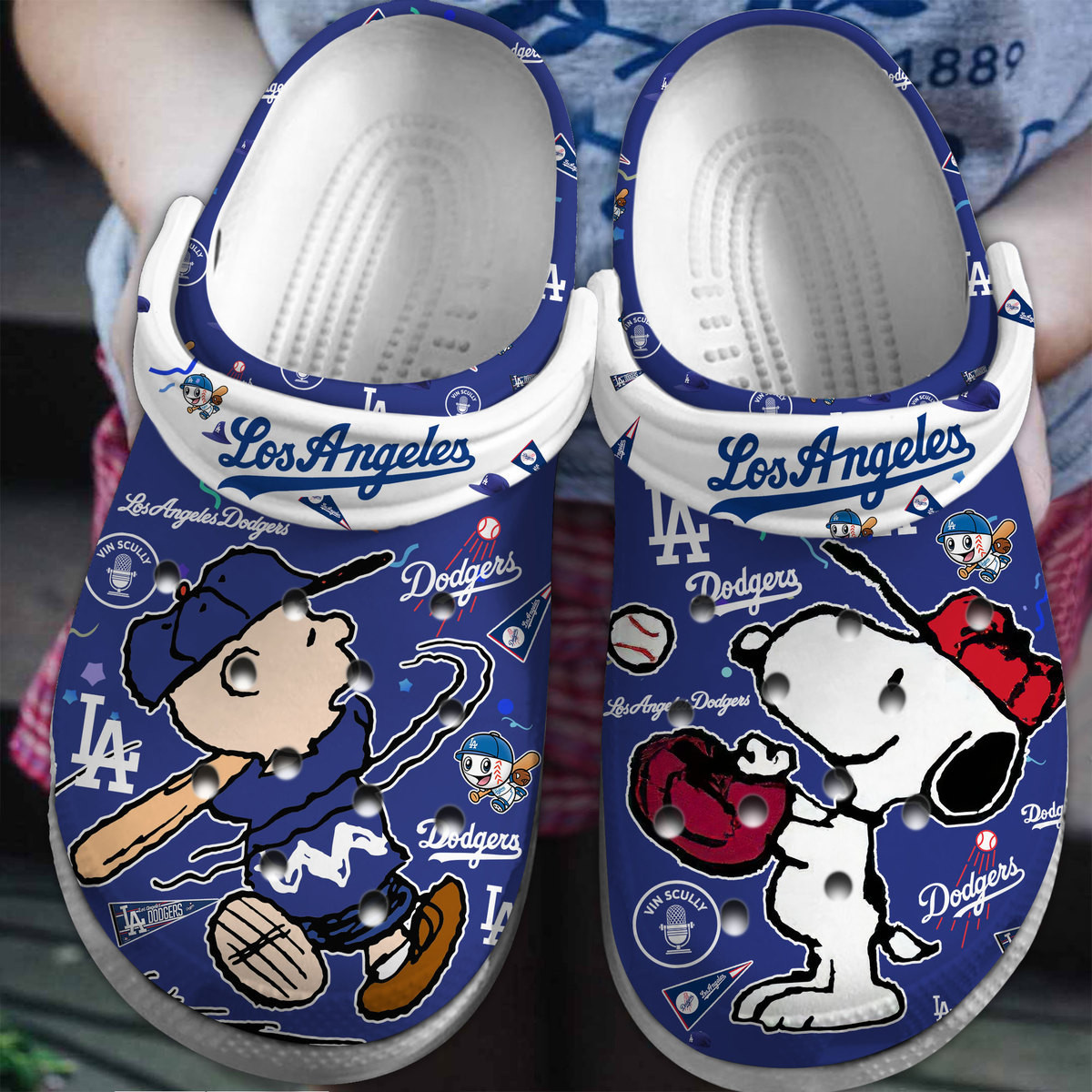 footwearmerch los angeles dodgers and snoopy peanuts mlb sport cartoon crocs crocband clogs shoes comfortable for men women and kids azrwm