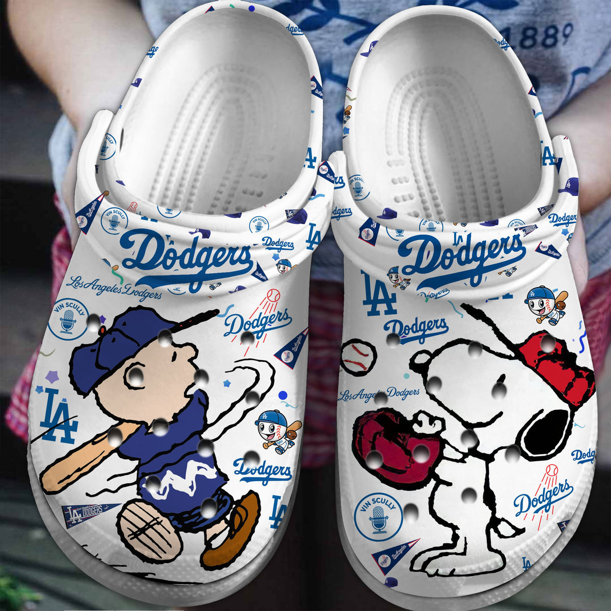 footwearmerch los angeles dodgers and snoopy peanuts mlb sport cartoon crocs crocband clogs shoes comfortable for men women and kids un6f9
