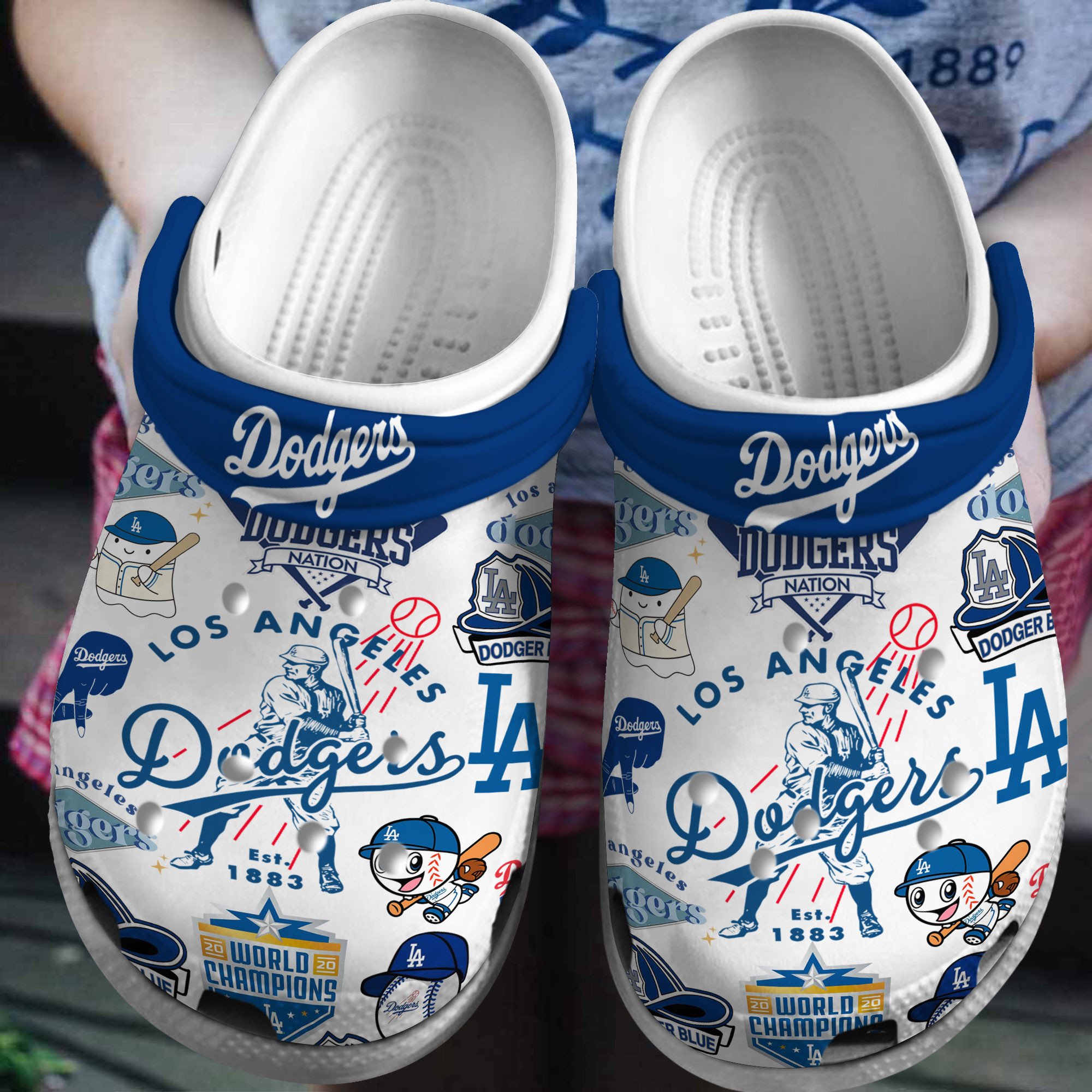footwearmerch los angeles dodgers mlb crocs crocband clogs shoes comfortable for men women and kids j9fhr