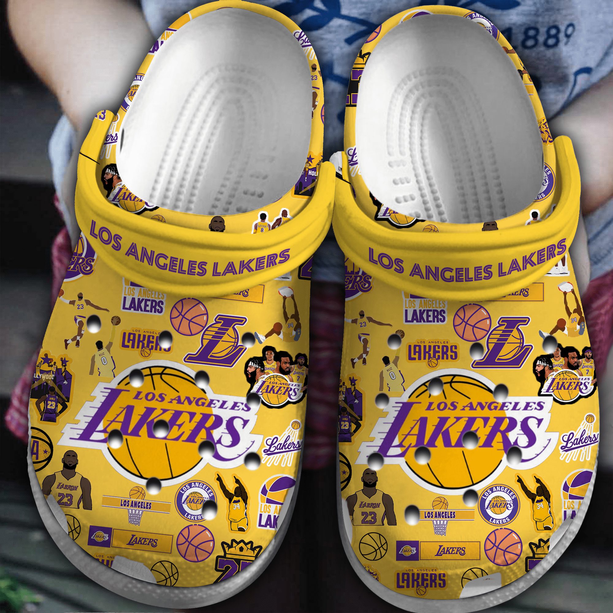 footwearmerch los angeles lakers nba basketball crocs crocband clogs shoes comfortable for men women and kids e3otc