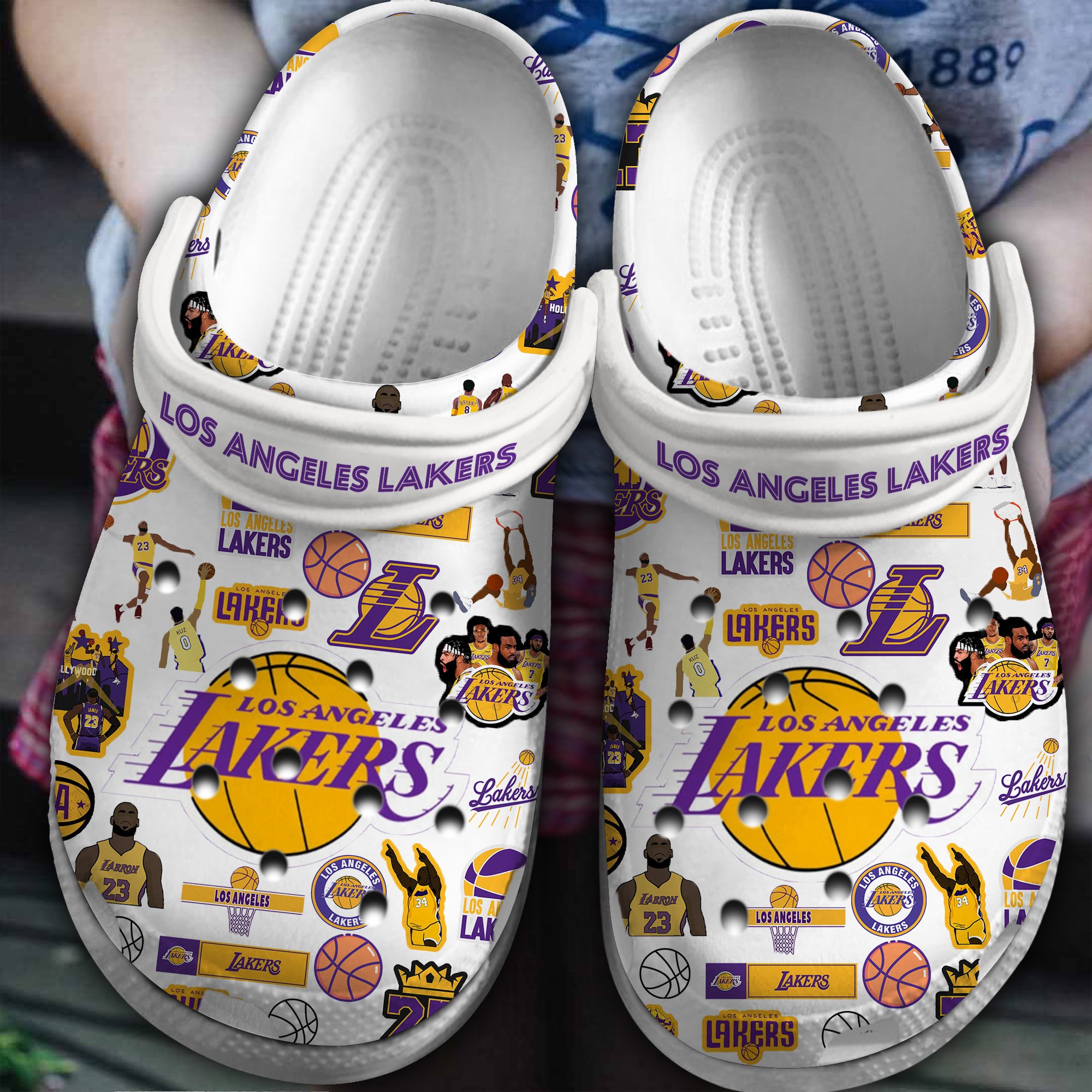 footwearmerch los angeles lakers nba basketball crocs crocband clogs shoes comfortable for men women and kids m9ig2