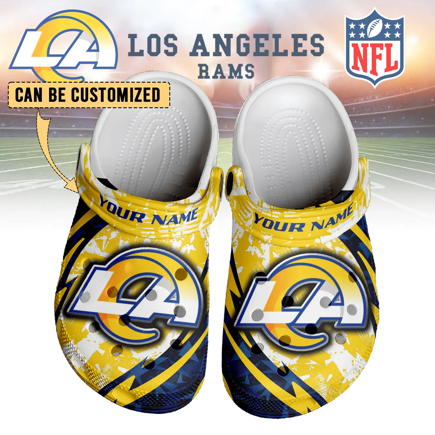 footwearmerch los angeles rams nfl crocs crocband clogs shoes comfortable for men women and kids wjzif