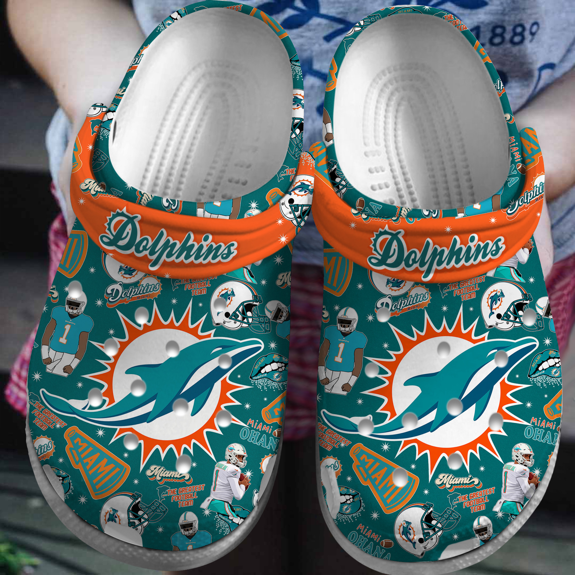 footwearmerch miami dolphins nfl sport crocs crocband clogs shoes comfortable for men women and kids pgvng