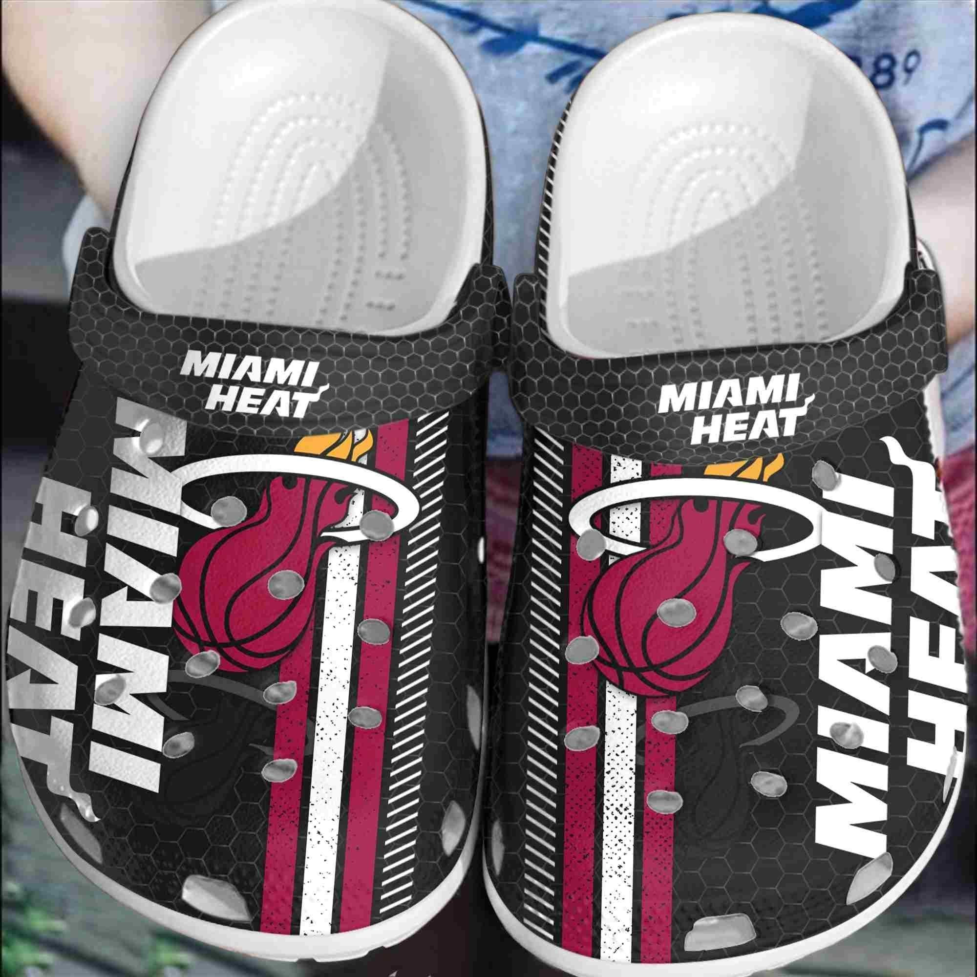 footwearmerch miami heat basketball club crocband shoes comfortable clogs for men women 2mxsa