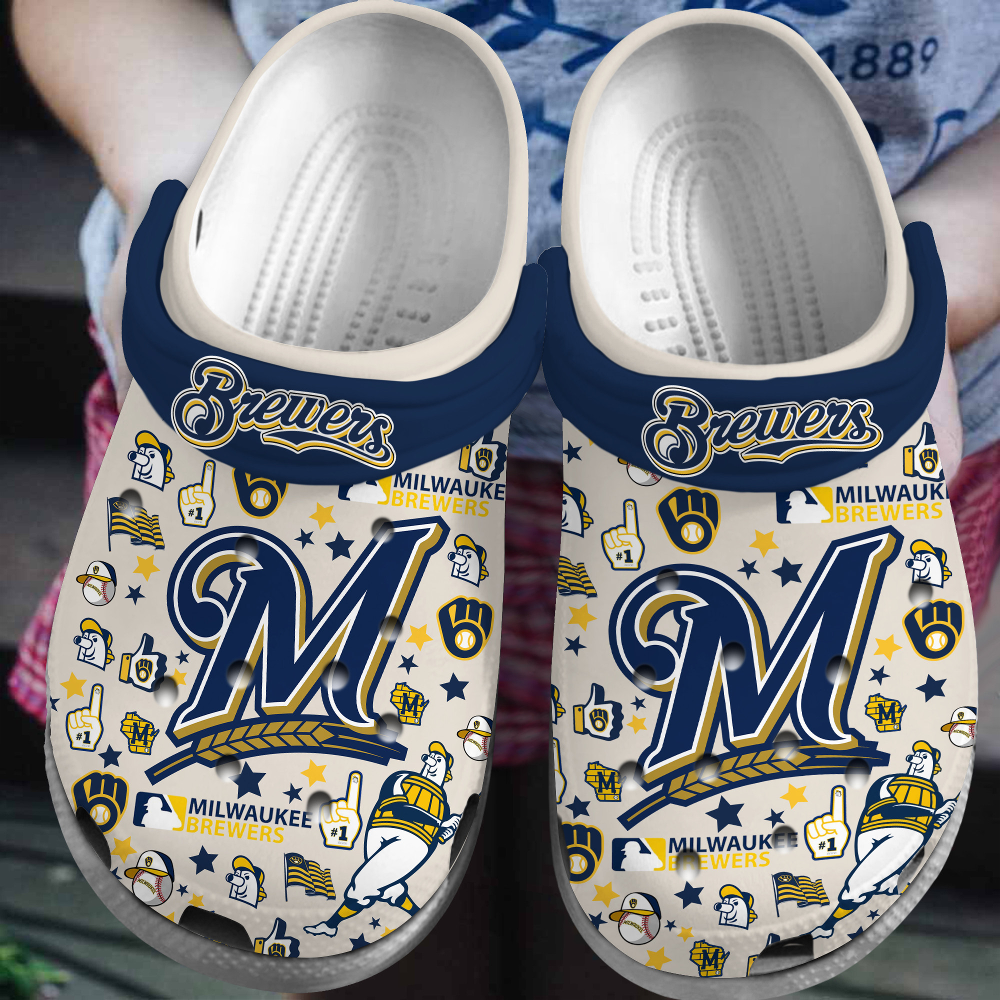 footwearmerch milwaukee brewers baseball mlb sport crocs crocband clogs shoes comfortable for men women and kids r9q50