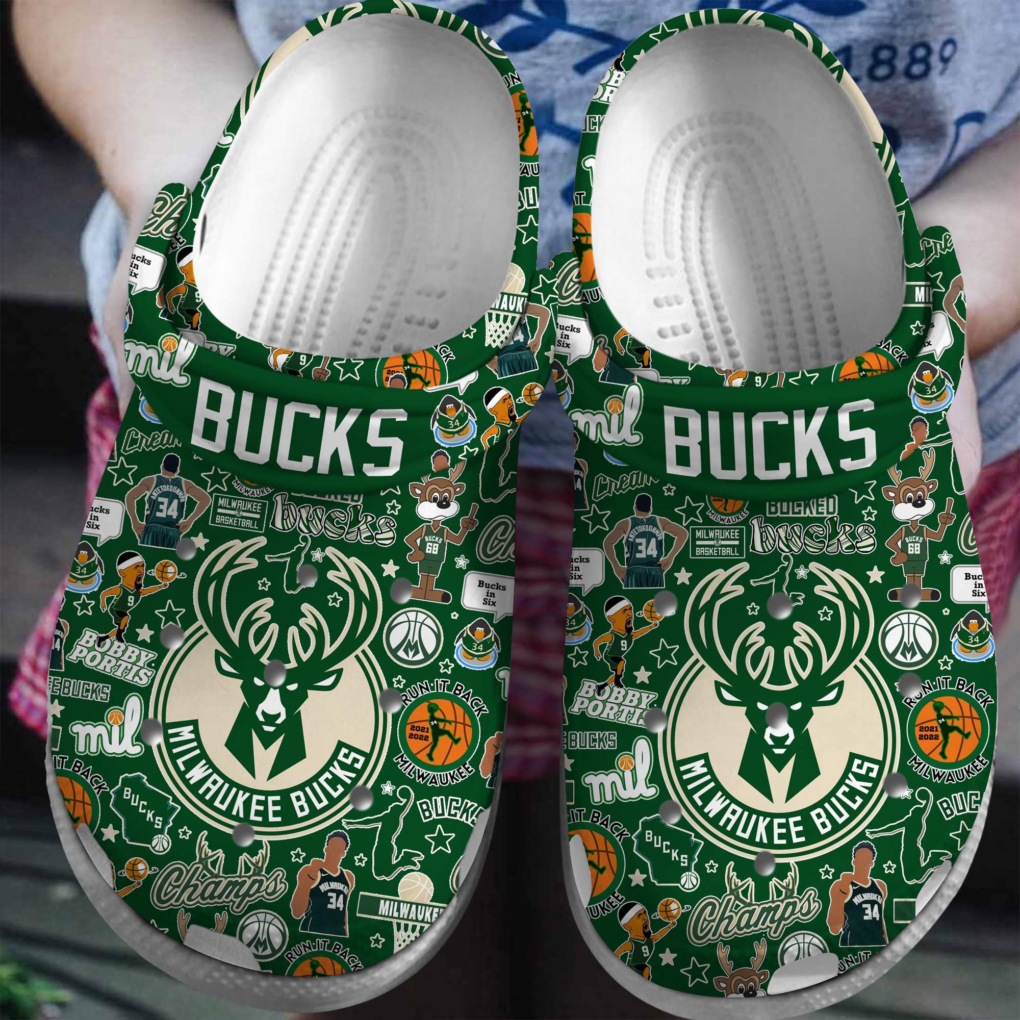 footwearmerch milwaukee bucks nba basketball sport crocs crocband clogs shoes comfortable for men women and kids ueope