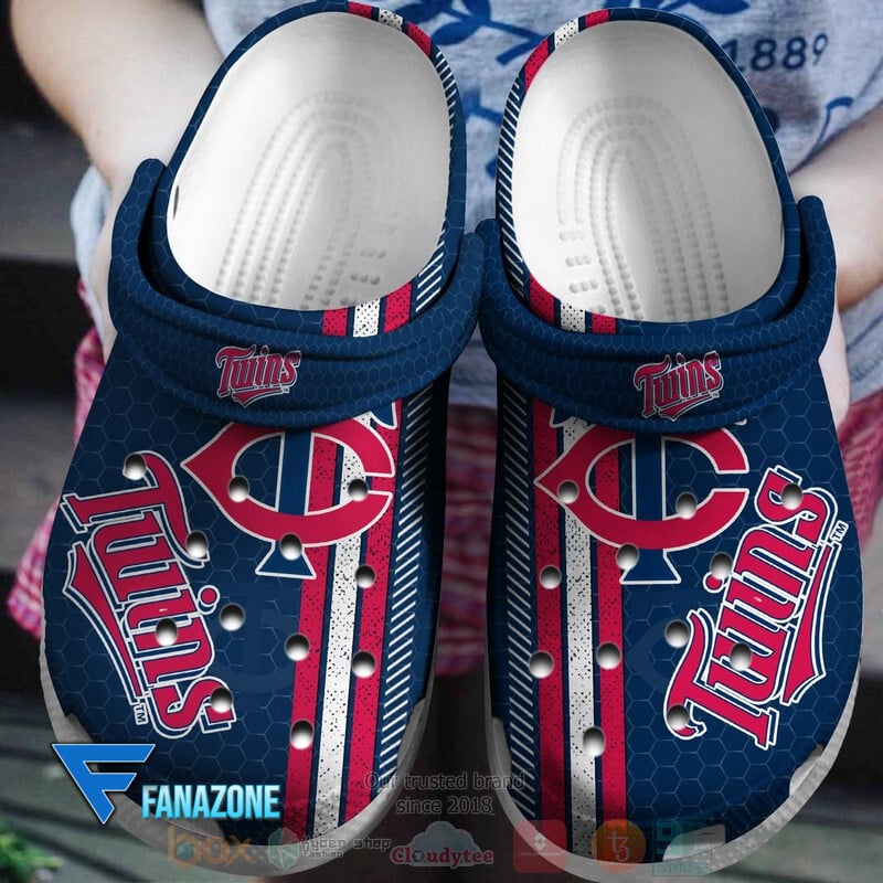 footwearmerch minnesota twins mlb logo blue red mlb sport crocs clogs crocband shoes comfortable for men women and kids u9y5z